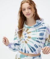 Tie-Dye Cropped Boyfriend Pullover Hoodie