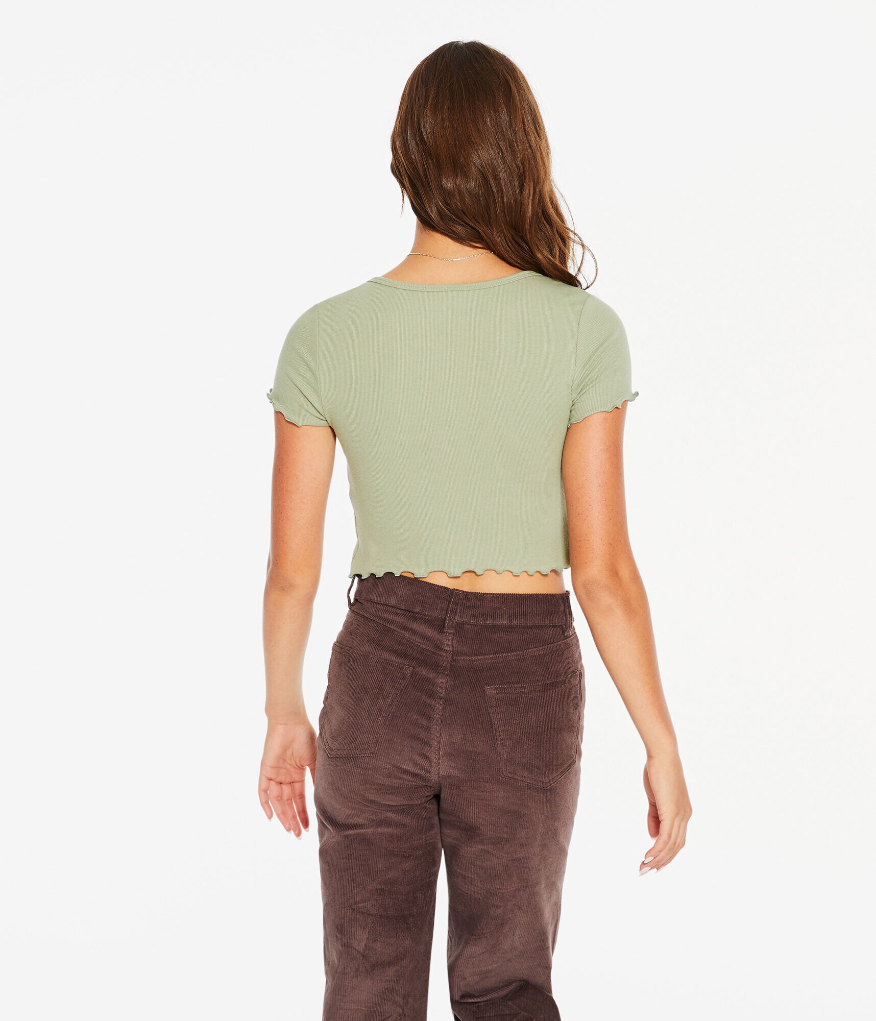 Flyaway Button-Front Cropped Tee