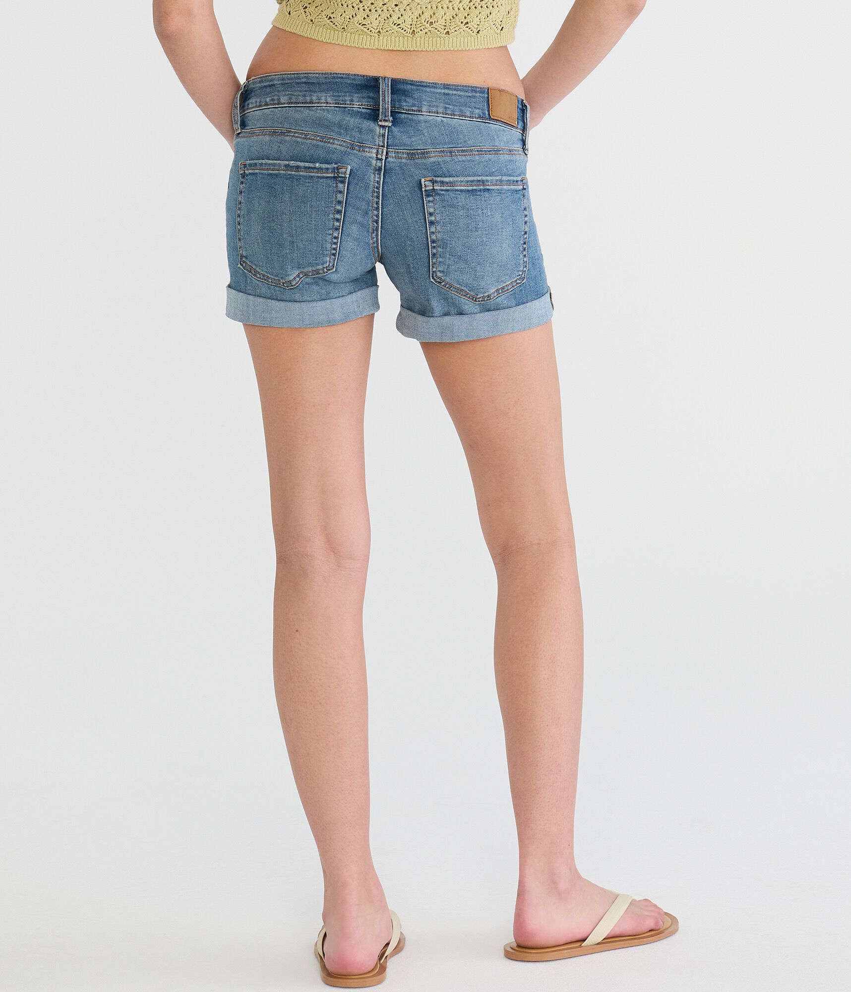 Seriously Stretchy Low-Rise Denim Midi Shorts