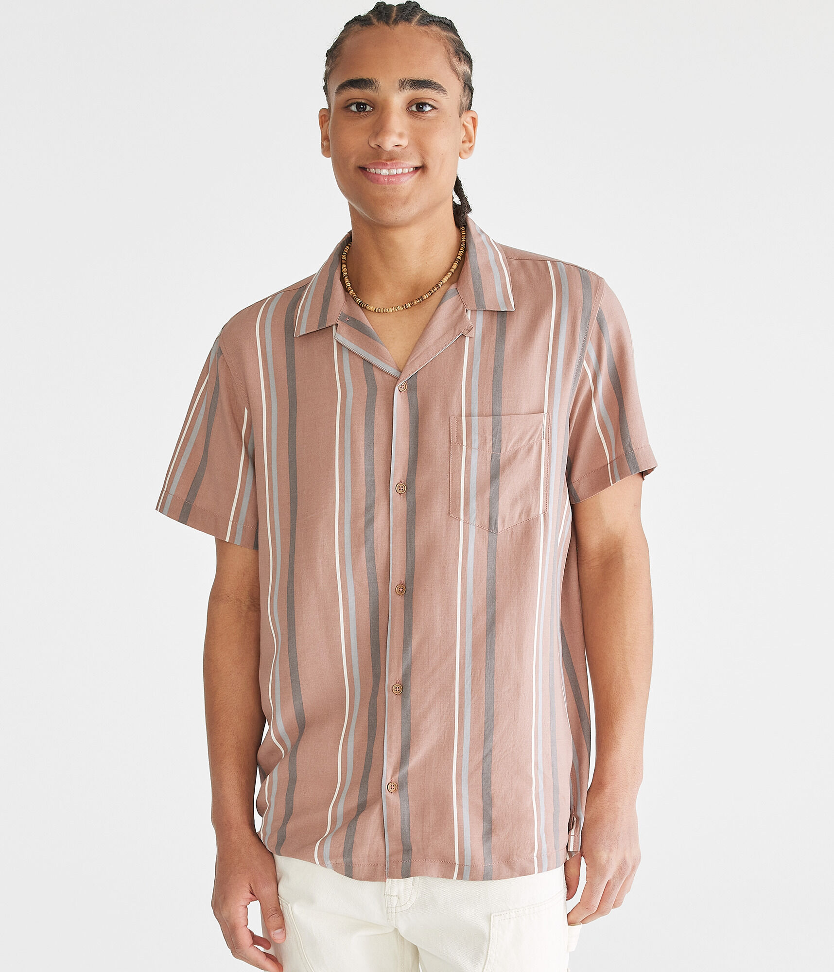 Vertical Stripe Camp Shirt
