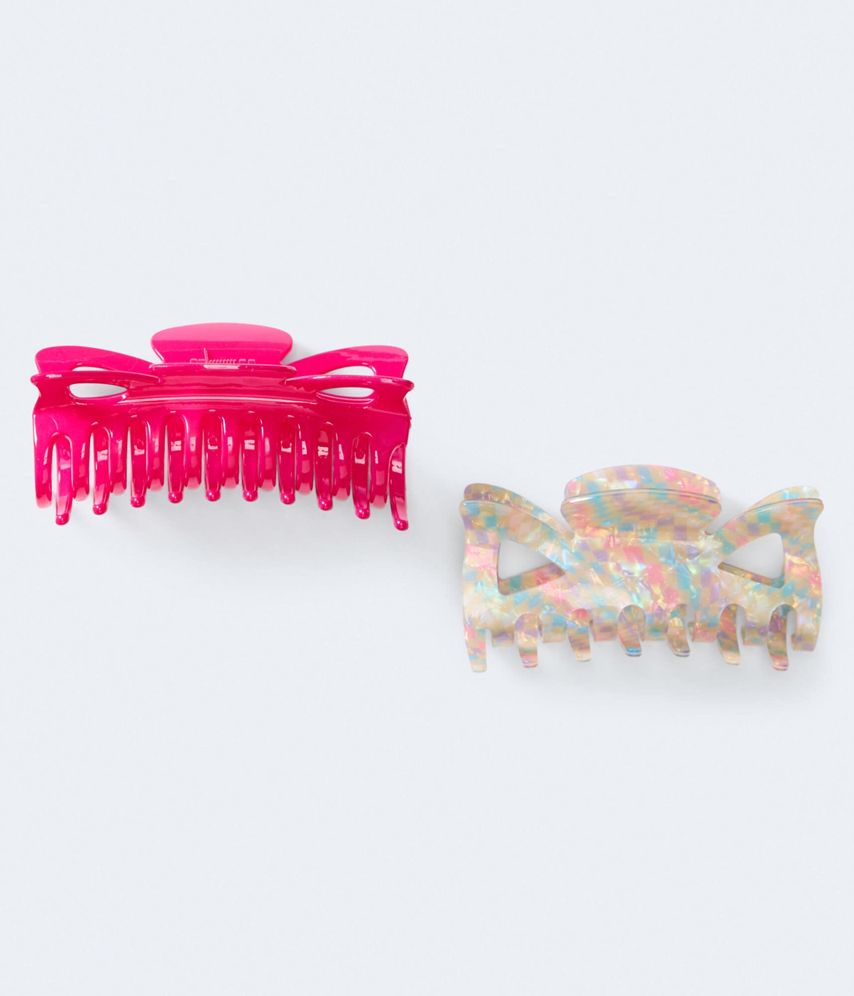 Checker & Solid Extra-Large Hair Clip 2-Pack