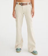 Flare Mid-Rise Twill Cargo Pants