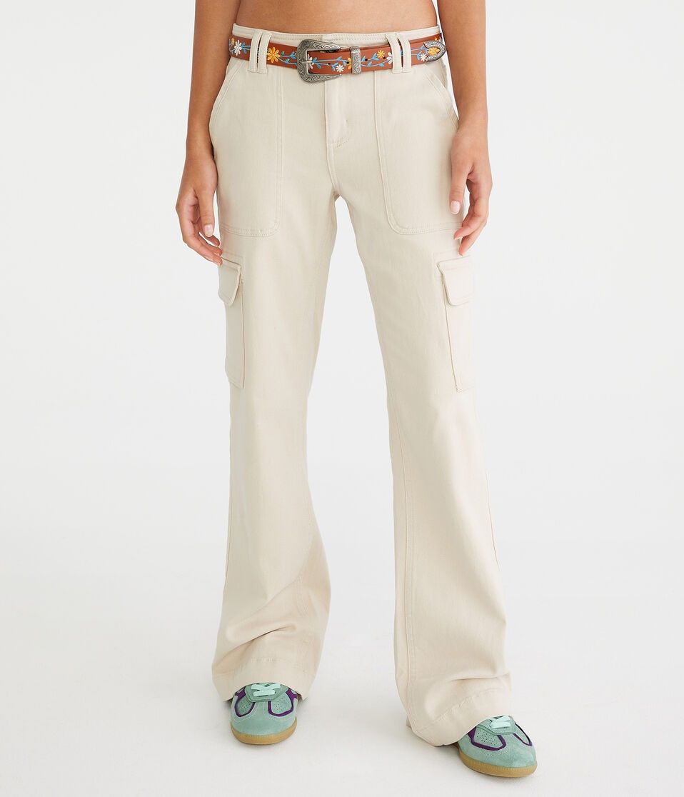 Flare Mid-Rise Twill Cargo Pants