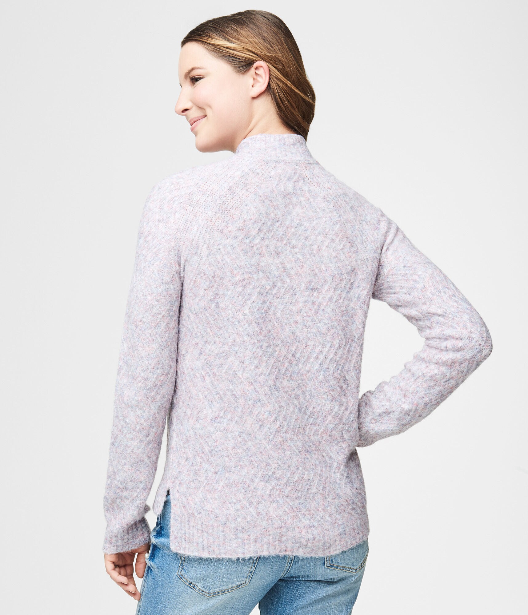 Zig-Zag Mock-Neck Sweater