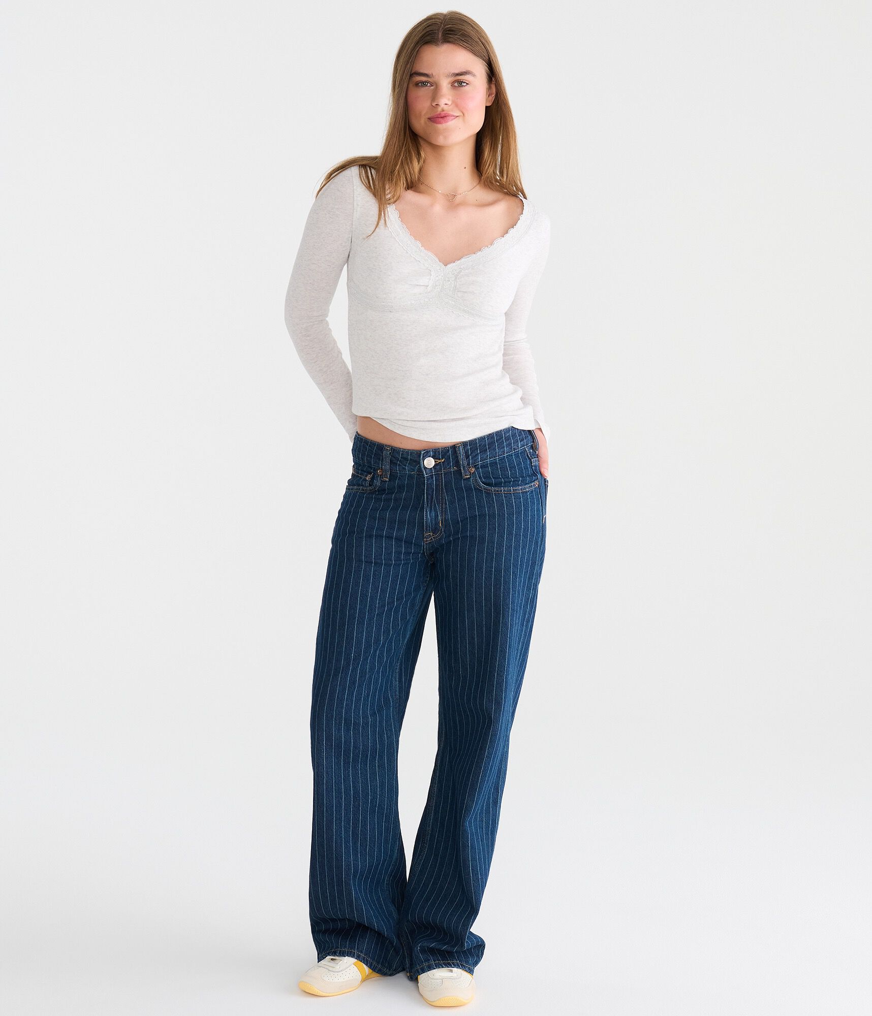 Long Sleeve Seriously Soft Y2K Lace V-Neck Tee