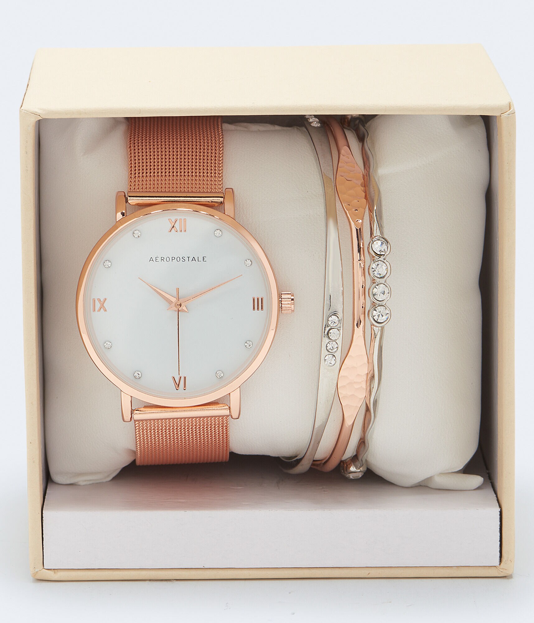 Rhinestone Metal Mesh Watch &amp; Bracelet Set***