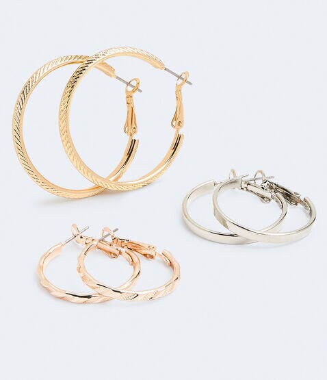 Textured Hoop Earring 3-Pack Textured Hoop Earring 3-Pack