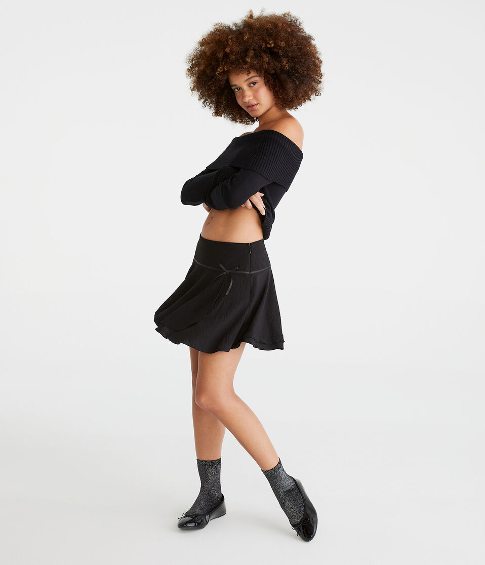 Ribbon Drop-Waist Mini Skort