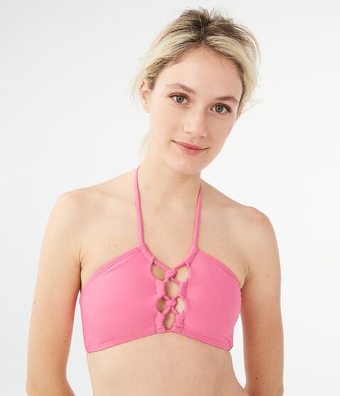 High-Neck Crisscross Halter Bikini Top
