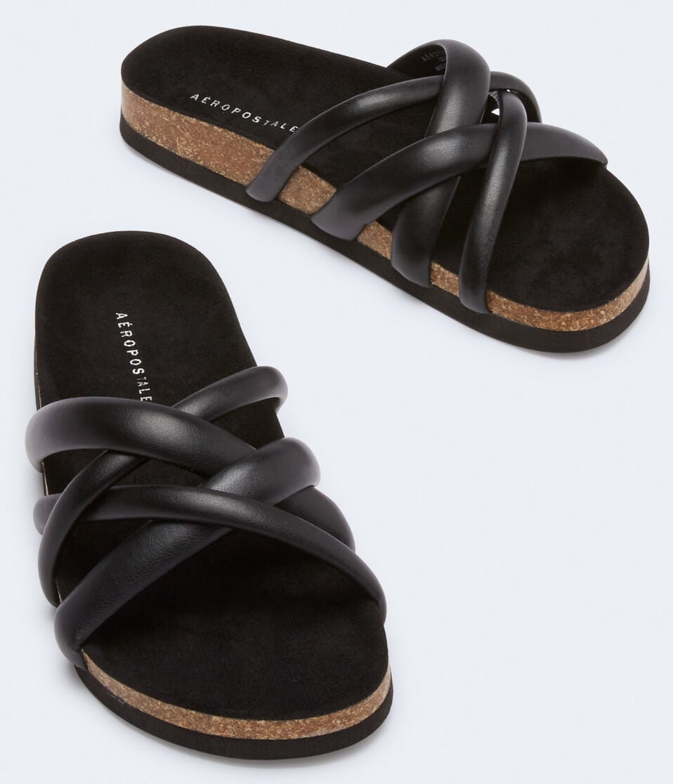 Woven Crisscross Cork Slide Sandal