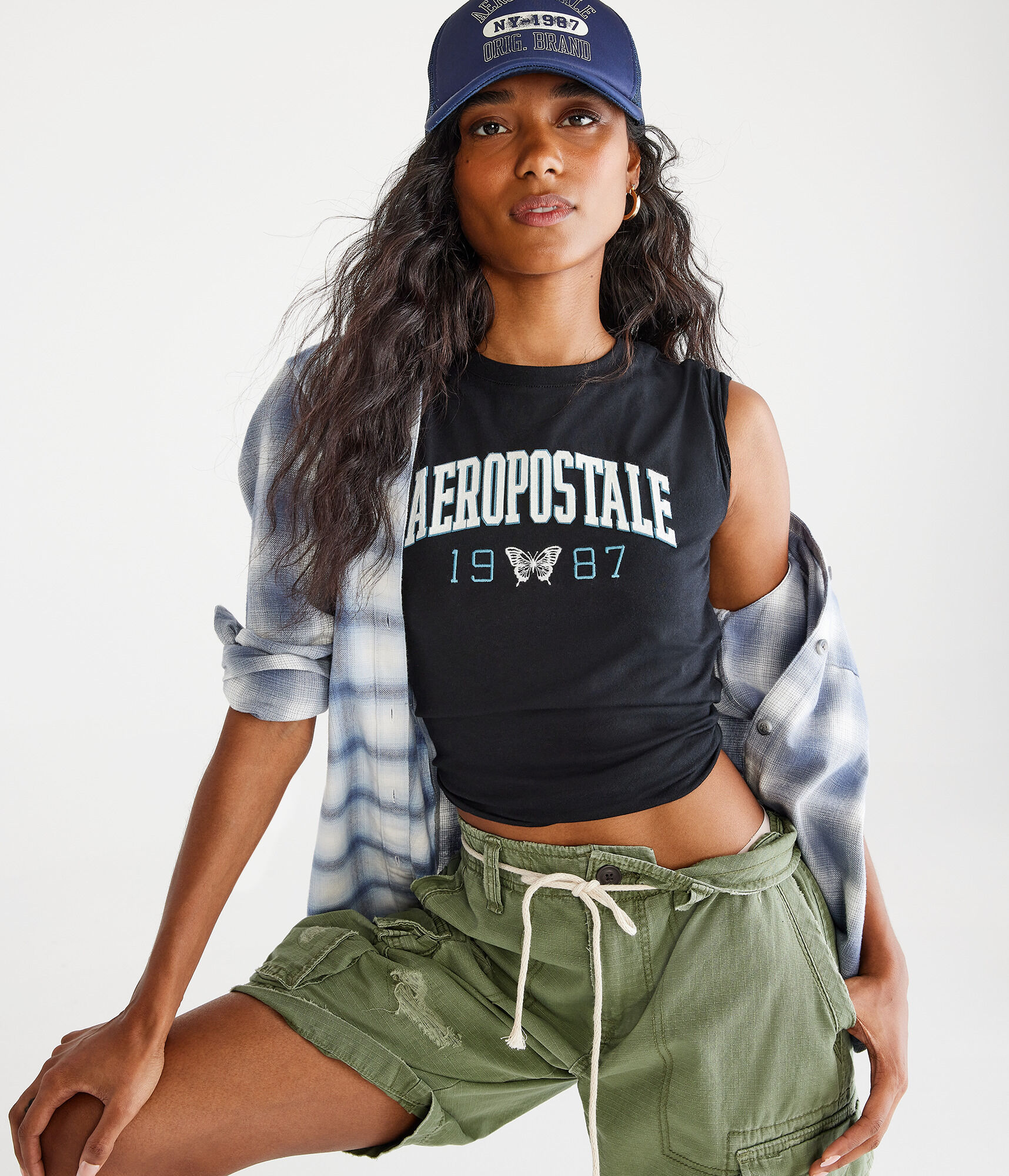 Aeropostale 1987 Butterfly Appliqu&eacute; Graphic Tee