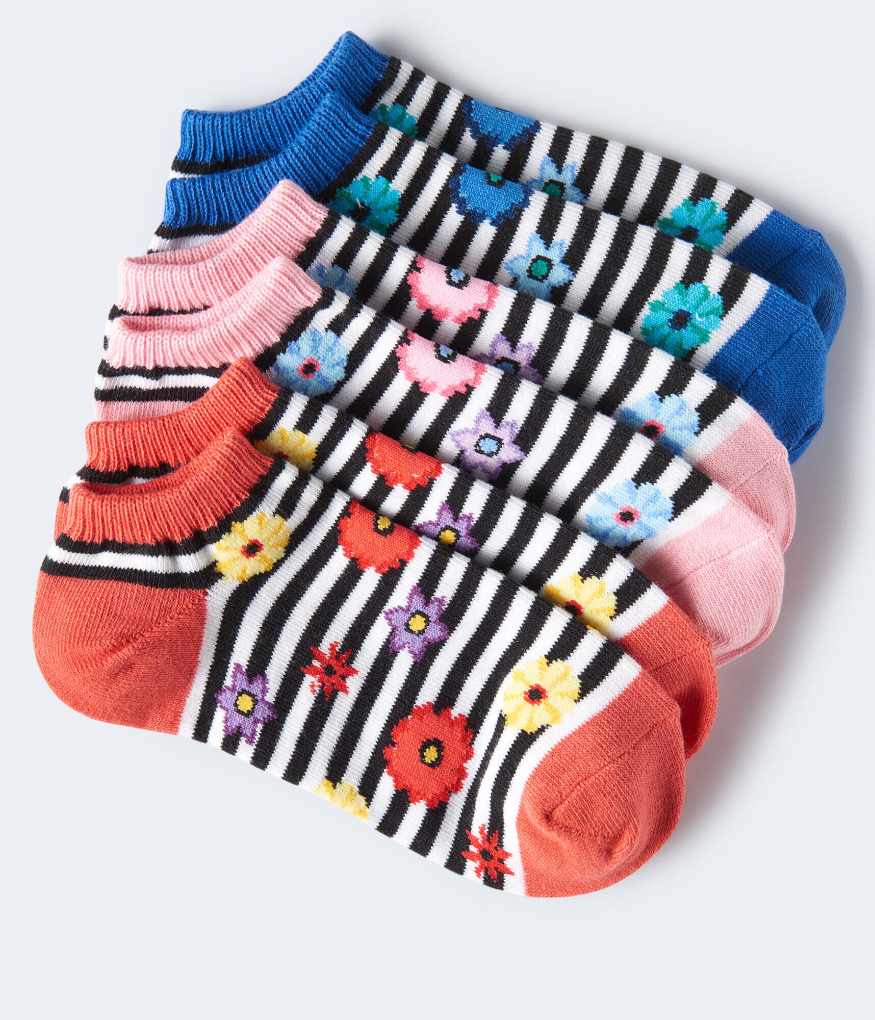 Striped Floral Ankle Sock 3-Pack