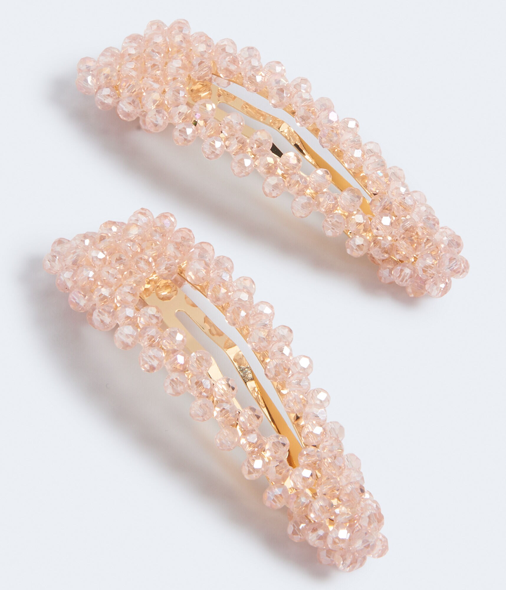 Glass Bead Triangle Snap Hair Clip 2-Pack