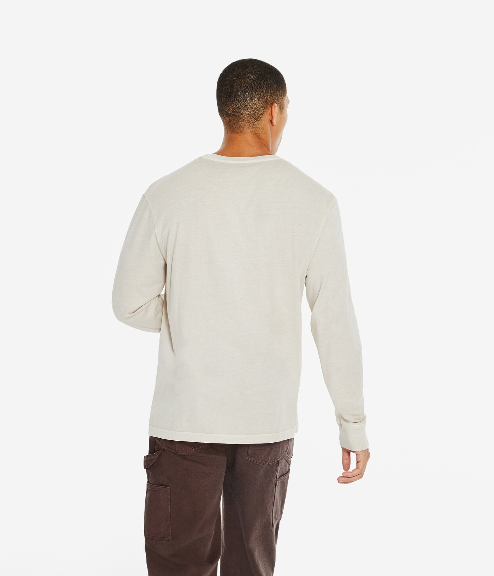 Washed Tee Color Long Sleeve Washed Pocket Crew Tee