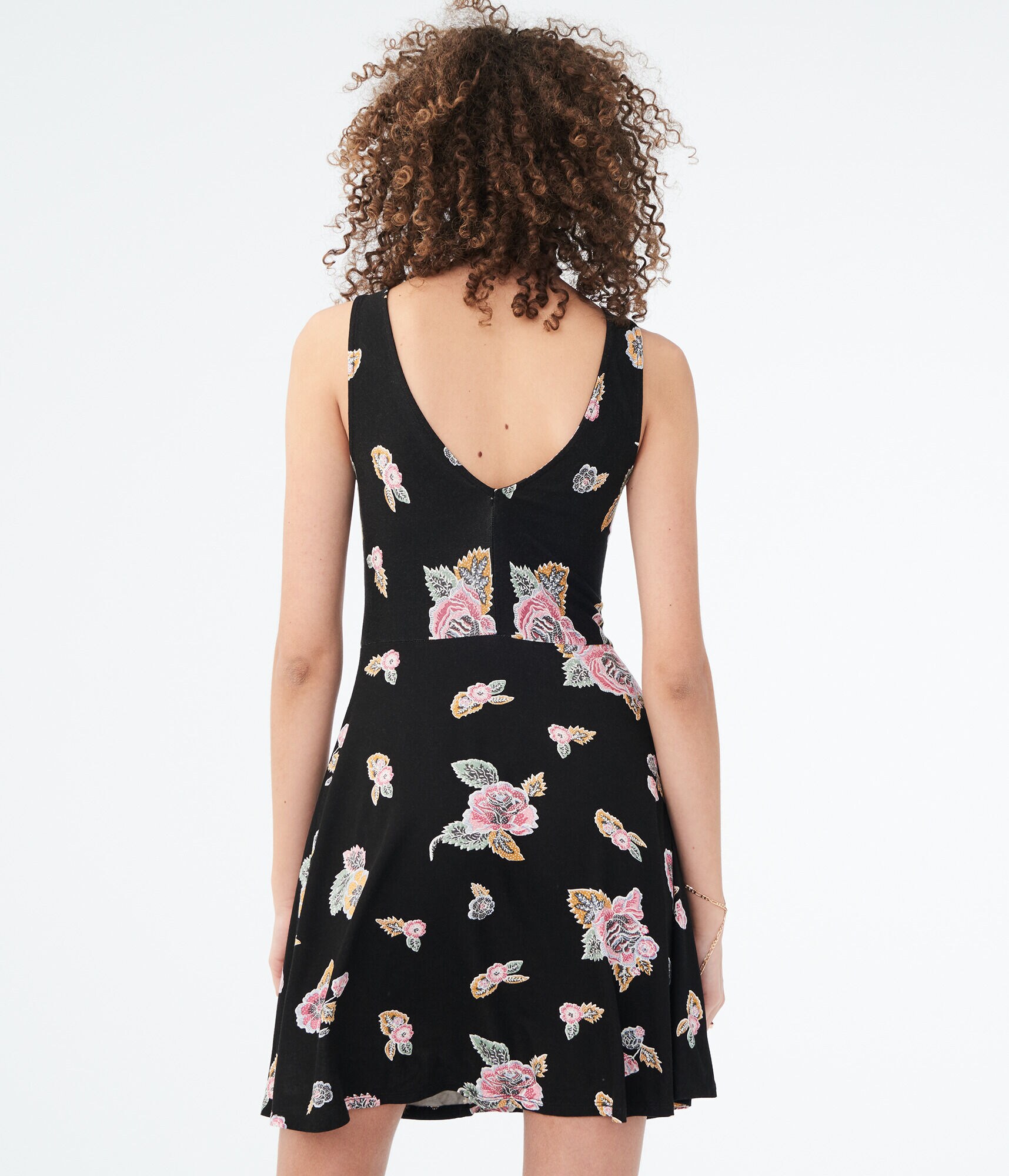 Floral High-Neck Fit &amp; Flare Dress