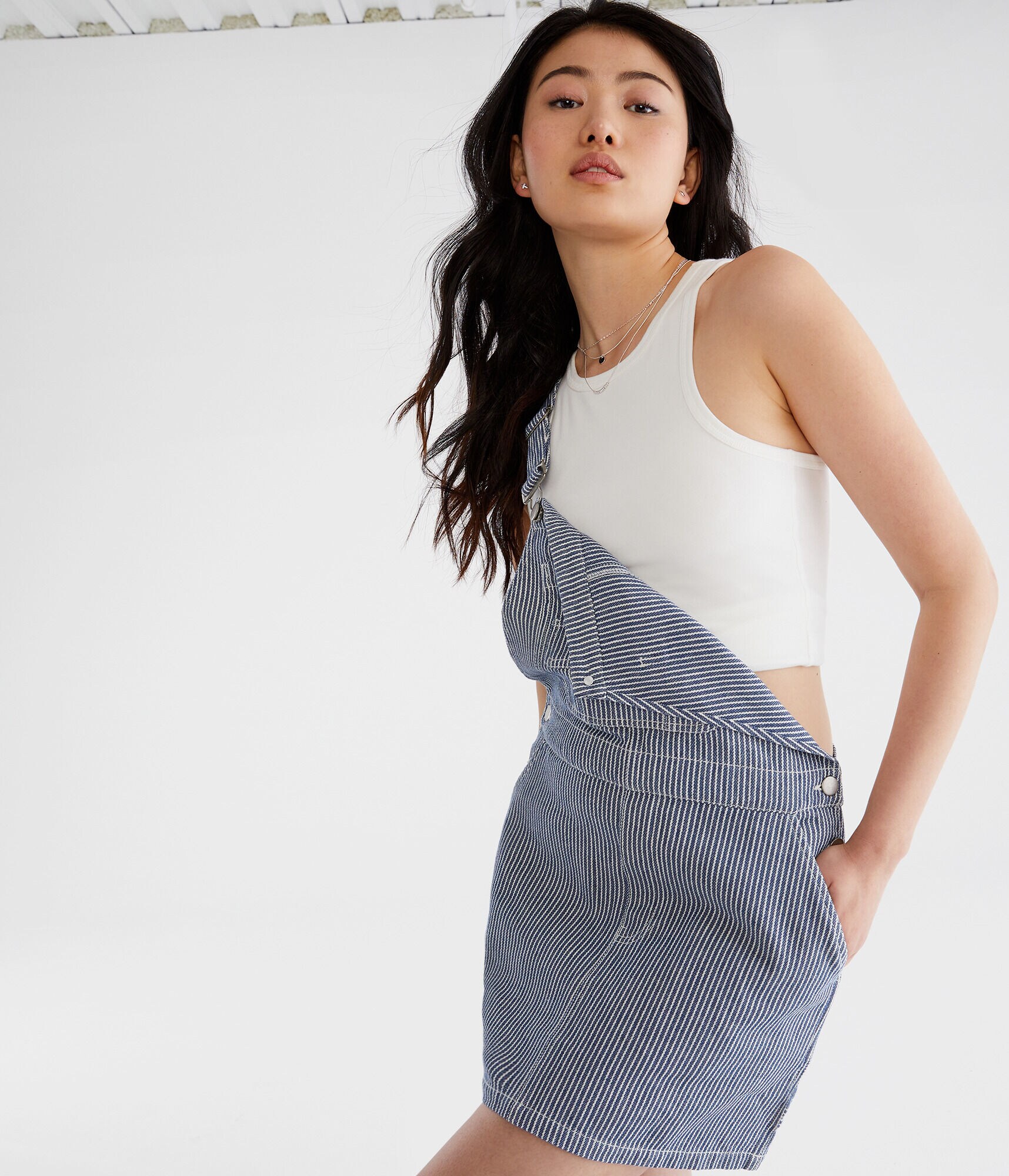 Vertical Stripe Twill Skirtall