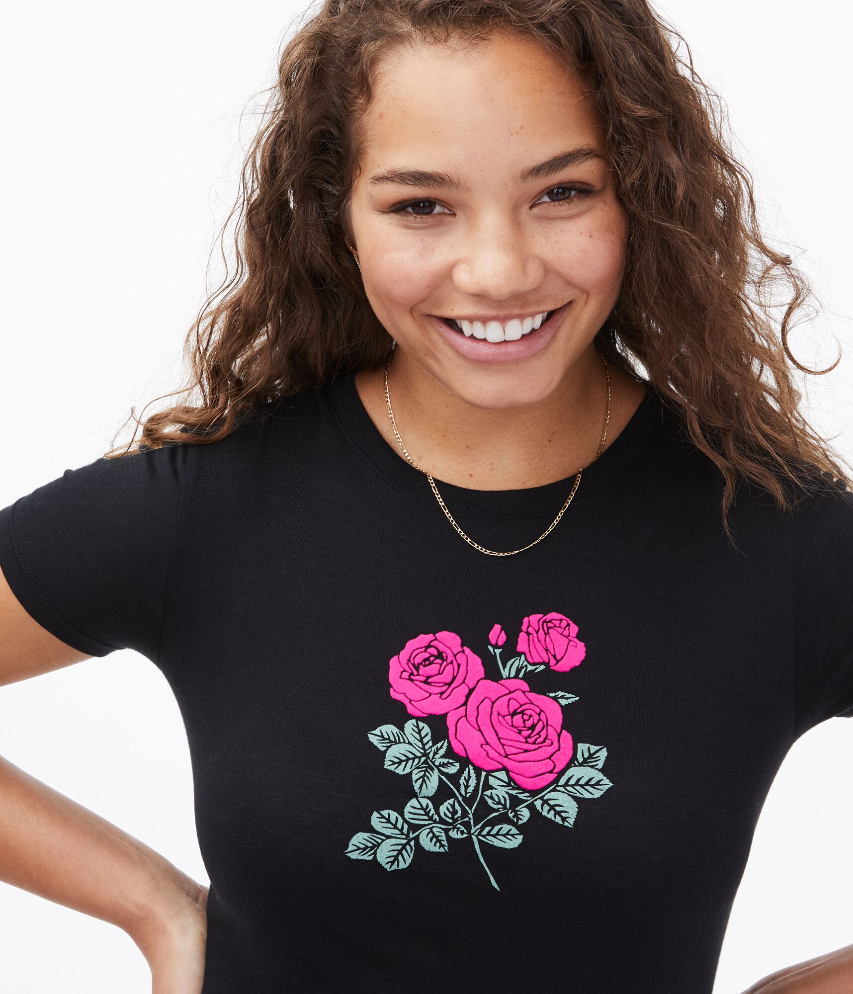 Flocked Roses Graphic Tee