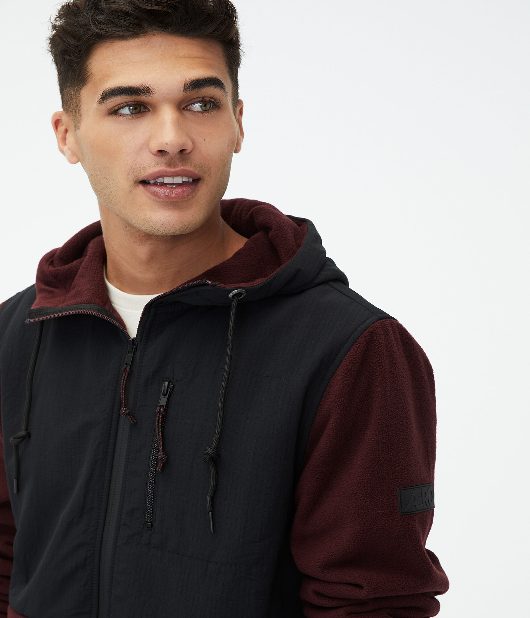 Mixed Media Microfleece Full-Zip Hoodie