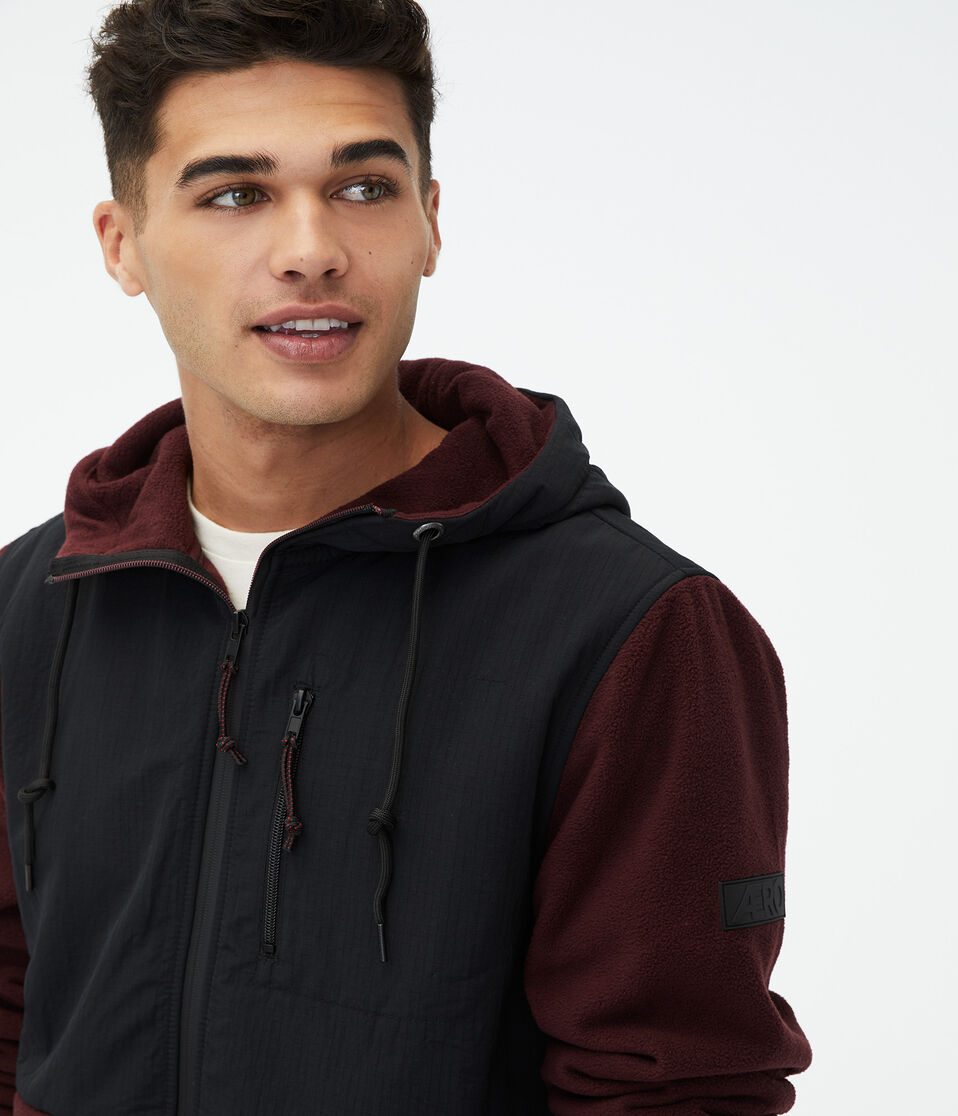 Mixed Media Microfleece Full-Zip Hoodie