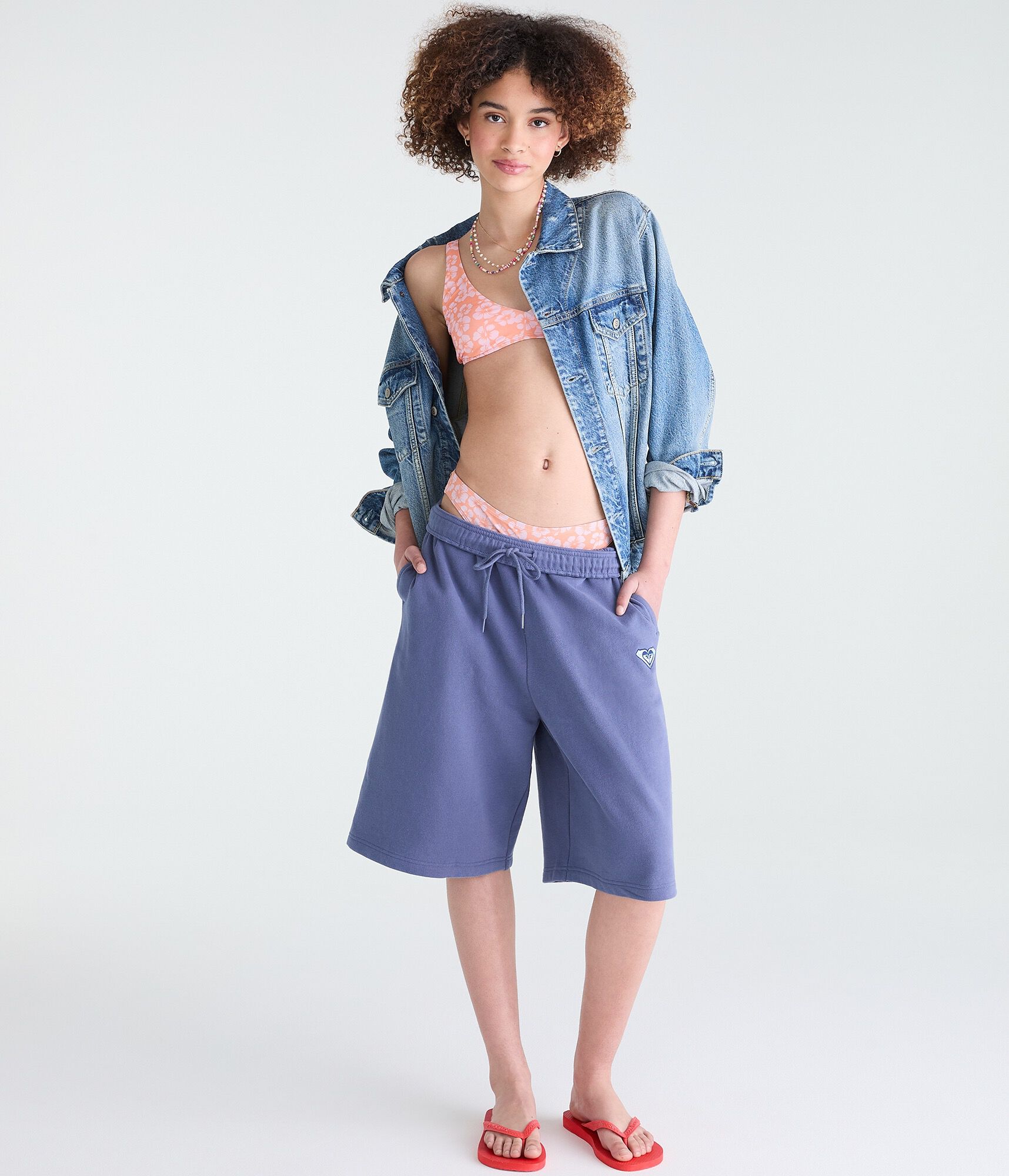 Roxy Script Logo Mid-Rise Fleece Bermuda Shorts