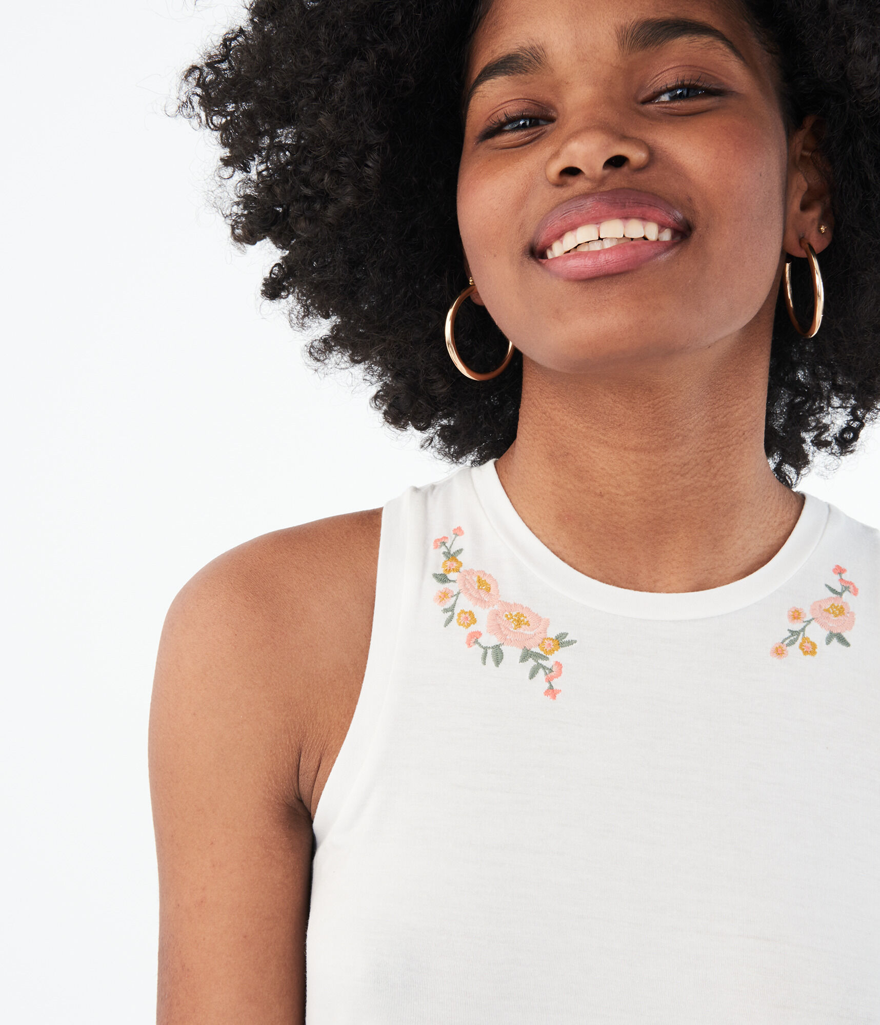 Embroidered Flower Tank***