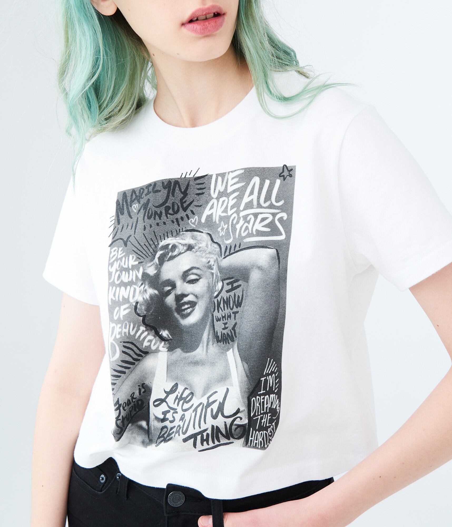 Marilyn Monroe Graffiti Crop Graphic Tee