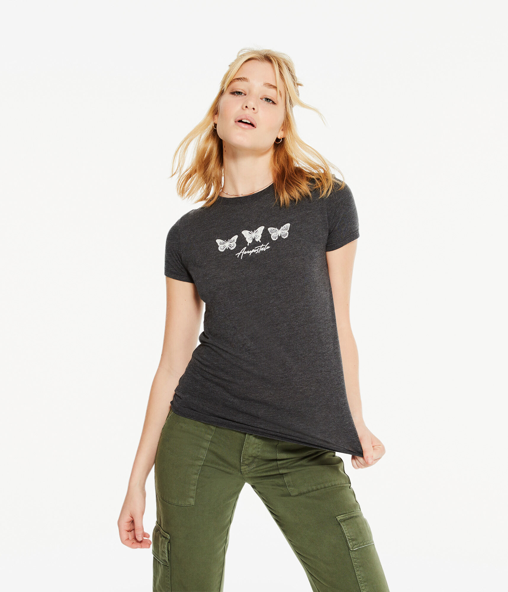 Aeropostale Butterfly Trio Graphic Tee