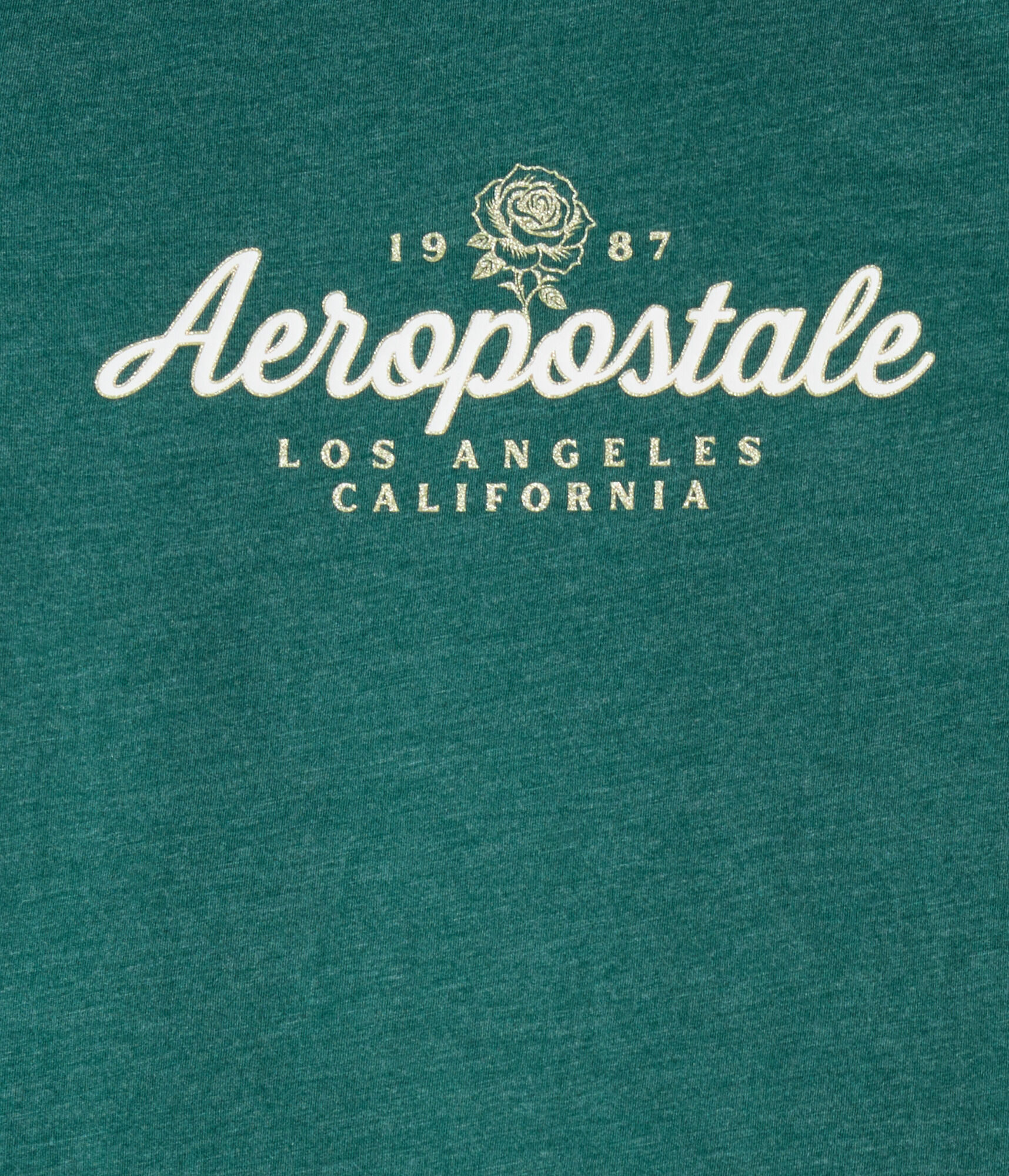 Aeropostale Script Rose Glitter Graphic Tee