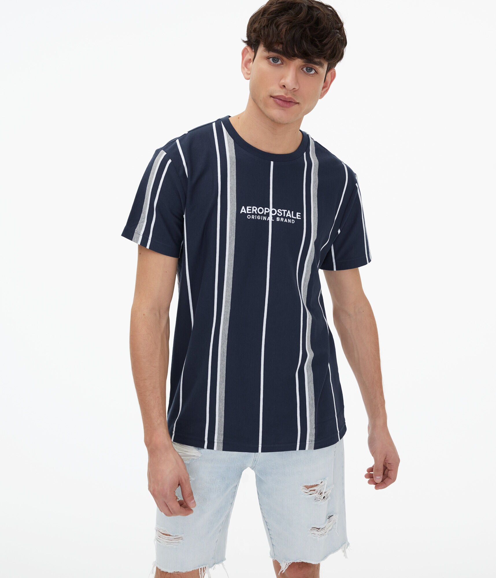 Aero Logo Vertical Stripe Graphic Tee