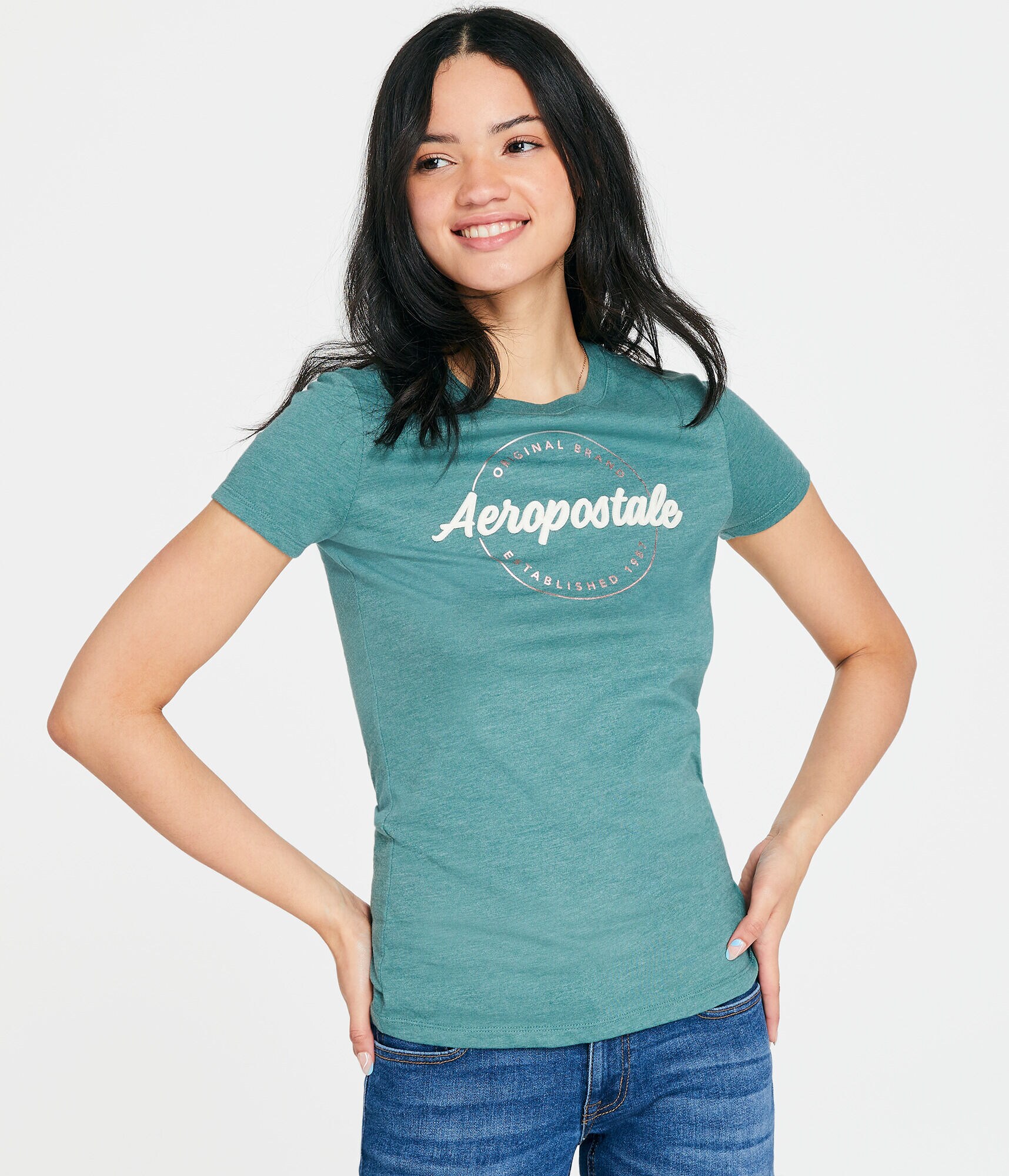Aeropostale Circle Foil Appliqu&eacute; Graphic Tee