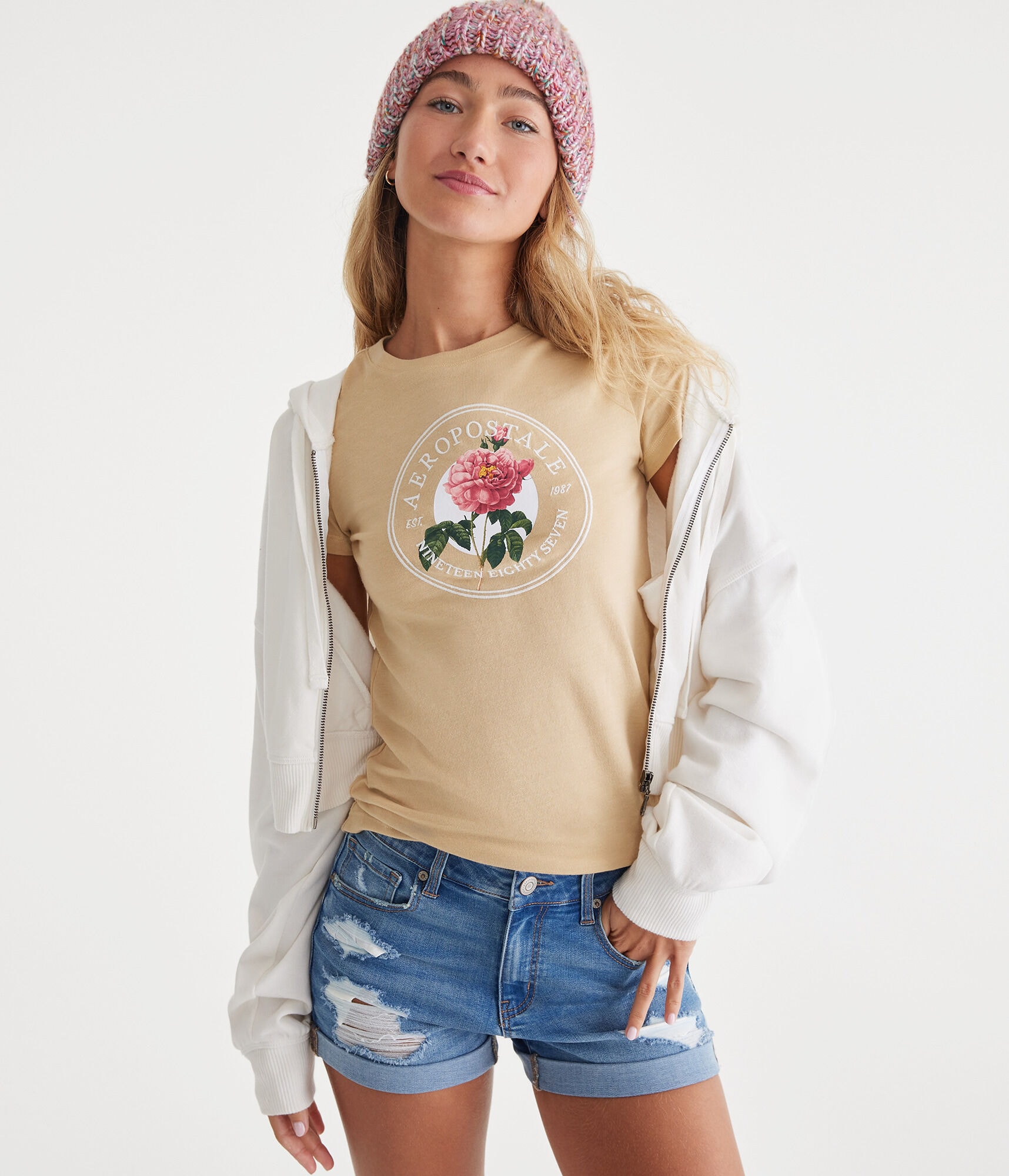 Aeropostale Floral Circle Graphic Tee