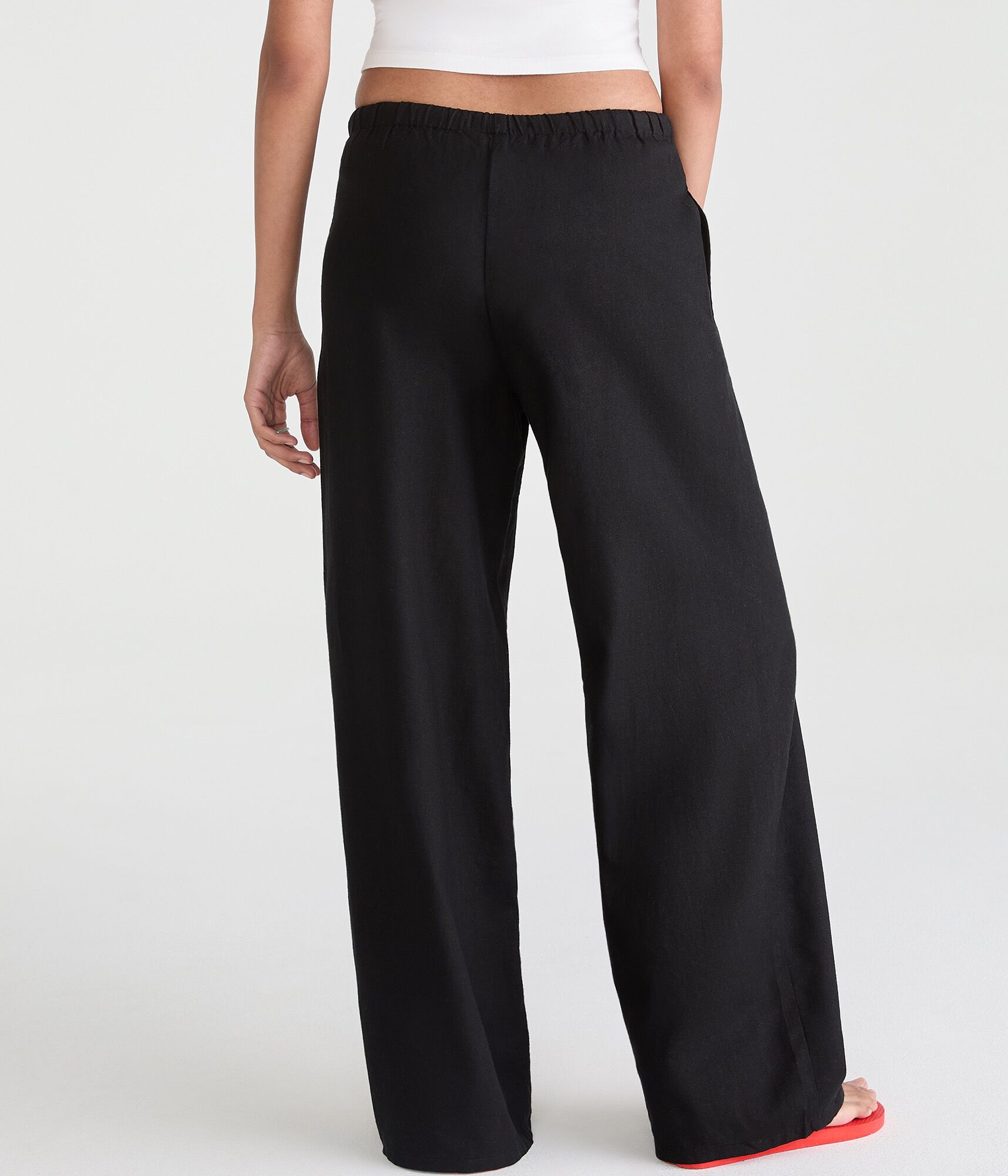 Low-Rise Drawstring Linen Pants