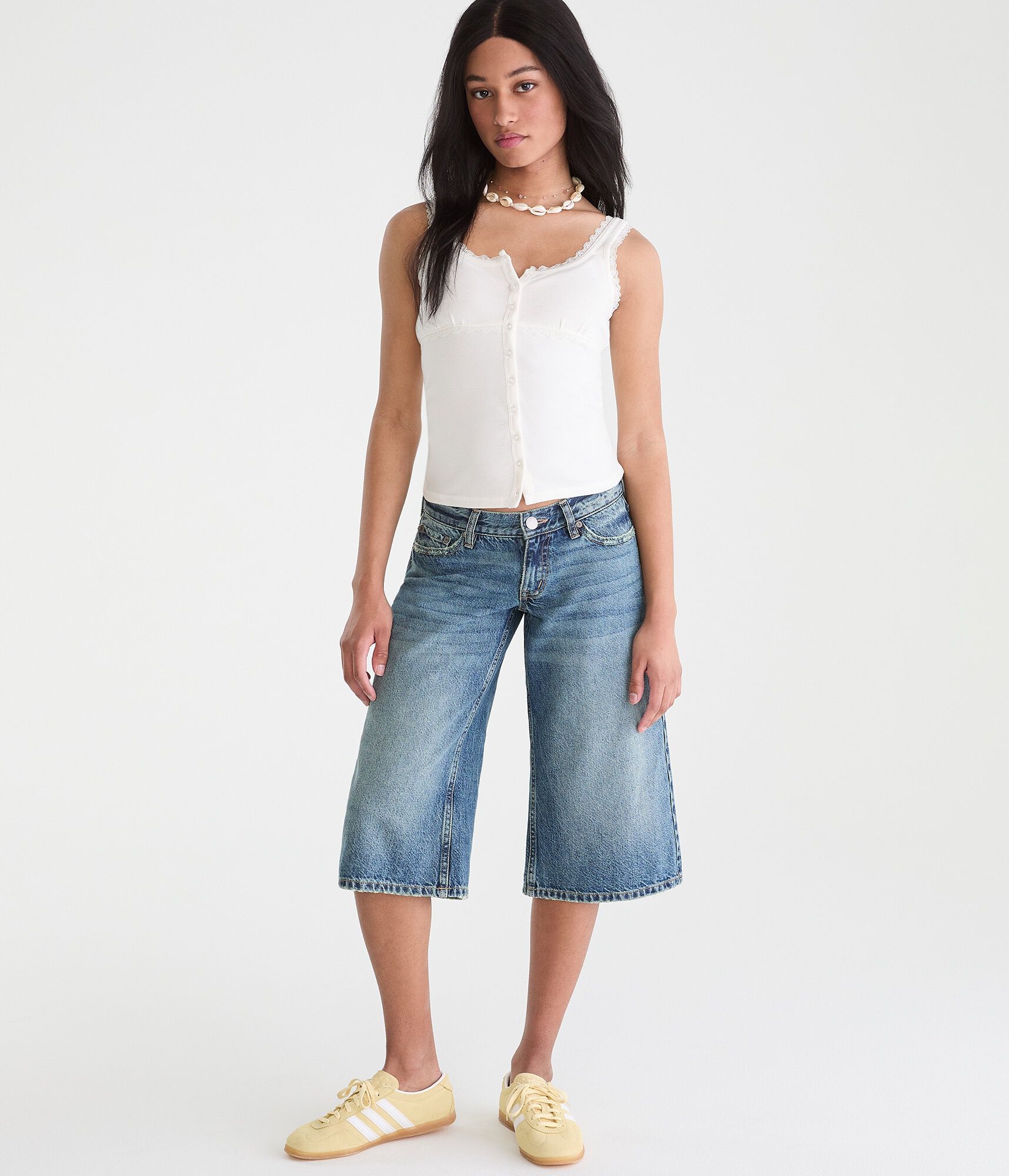 Seriously Soft Lace-Trim Buttoned Tank Top