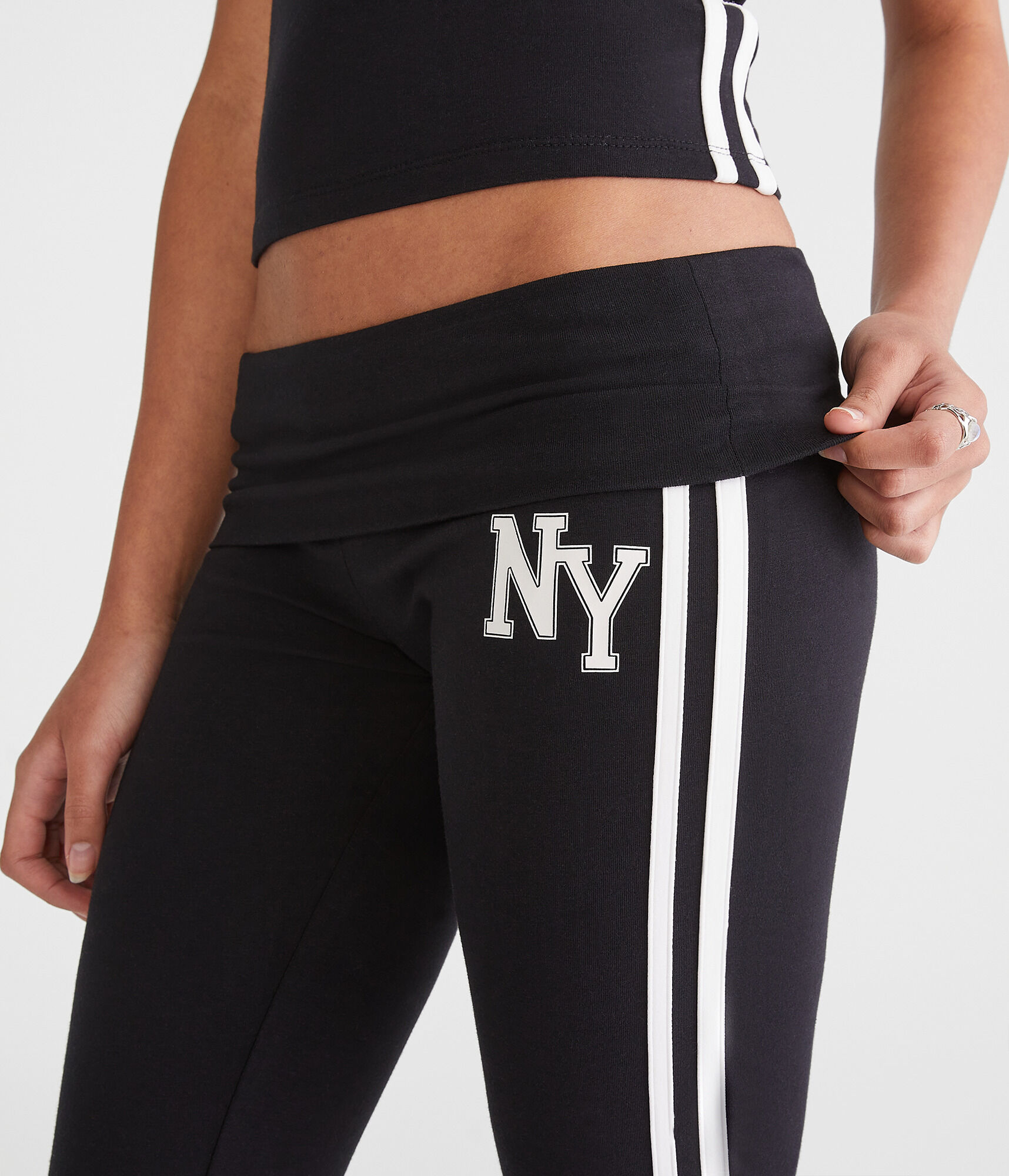 NY Mid-Rise Fold-Over Flare Leg Pants