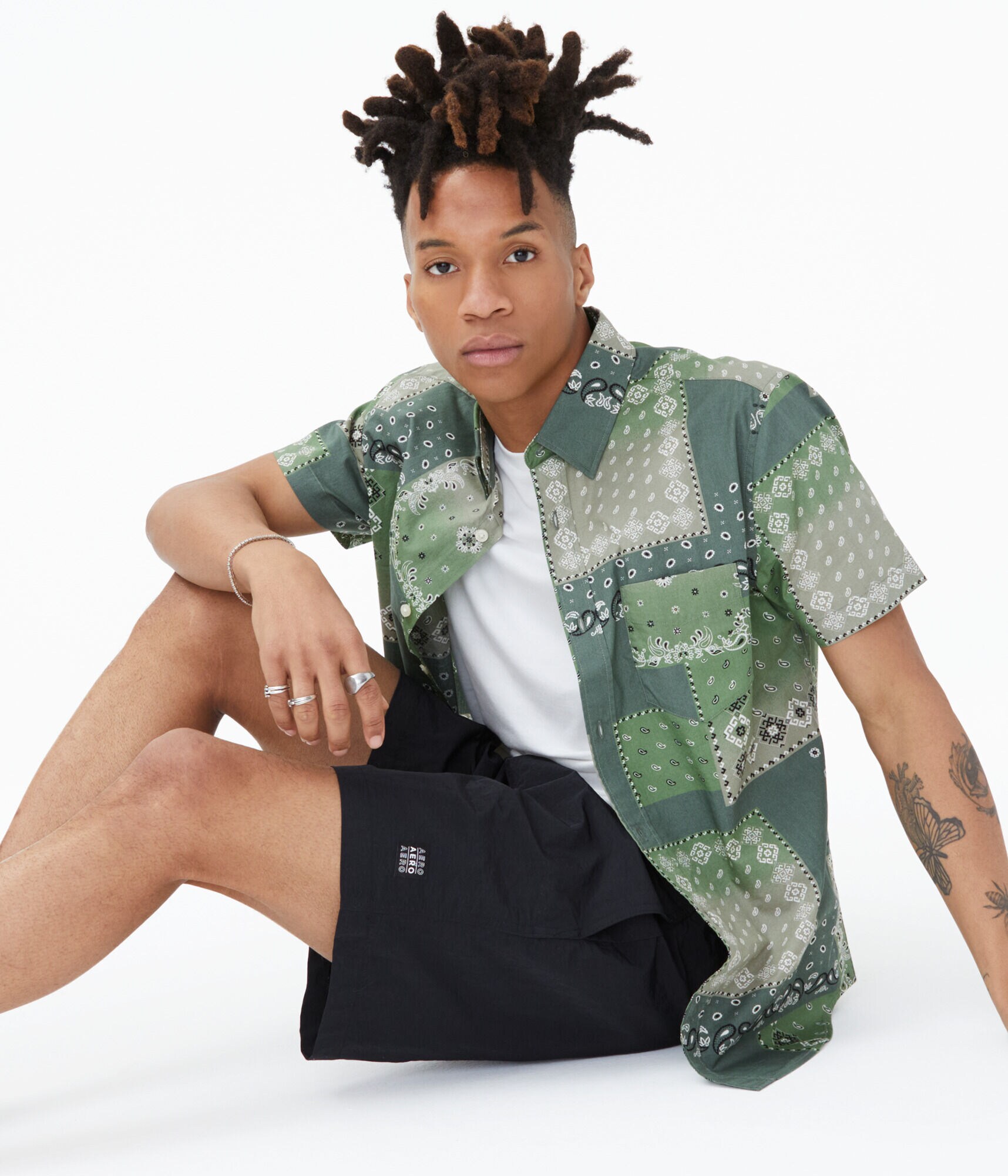 Bandana Print Button-Down Shirt