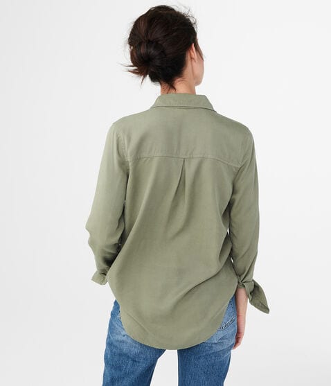 Long Sleeve Solid Utility Woven Shirt Long Sleeve Solid Utility Woven Shirt
