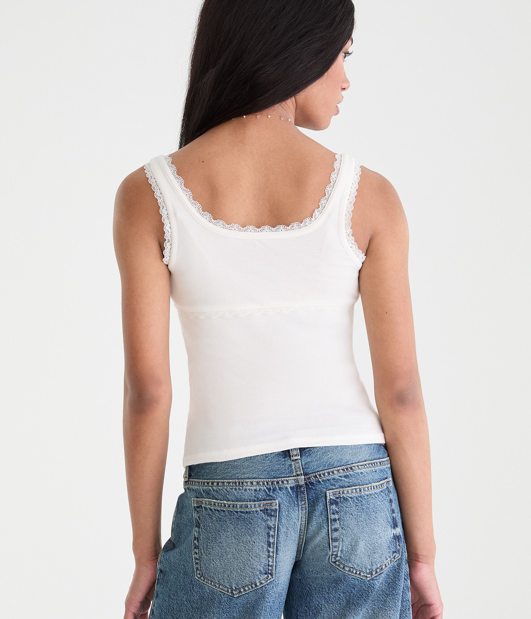 Seriously Soft Lace-Trim Buttoned Tank Top