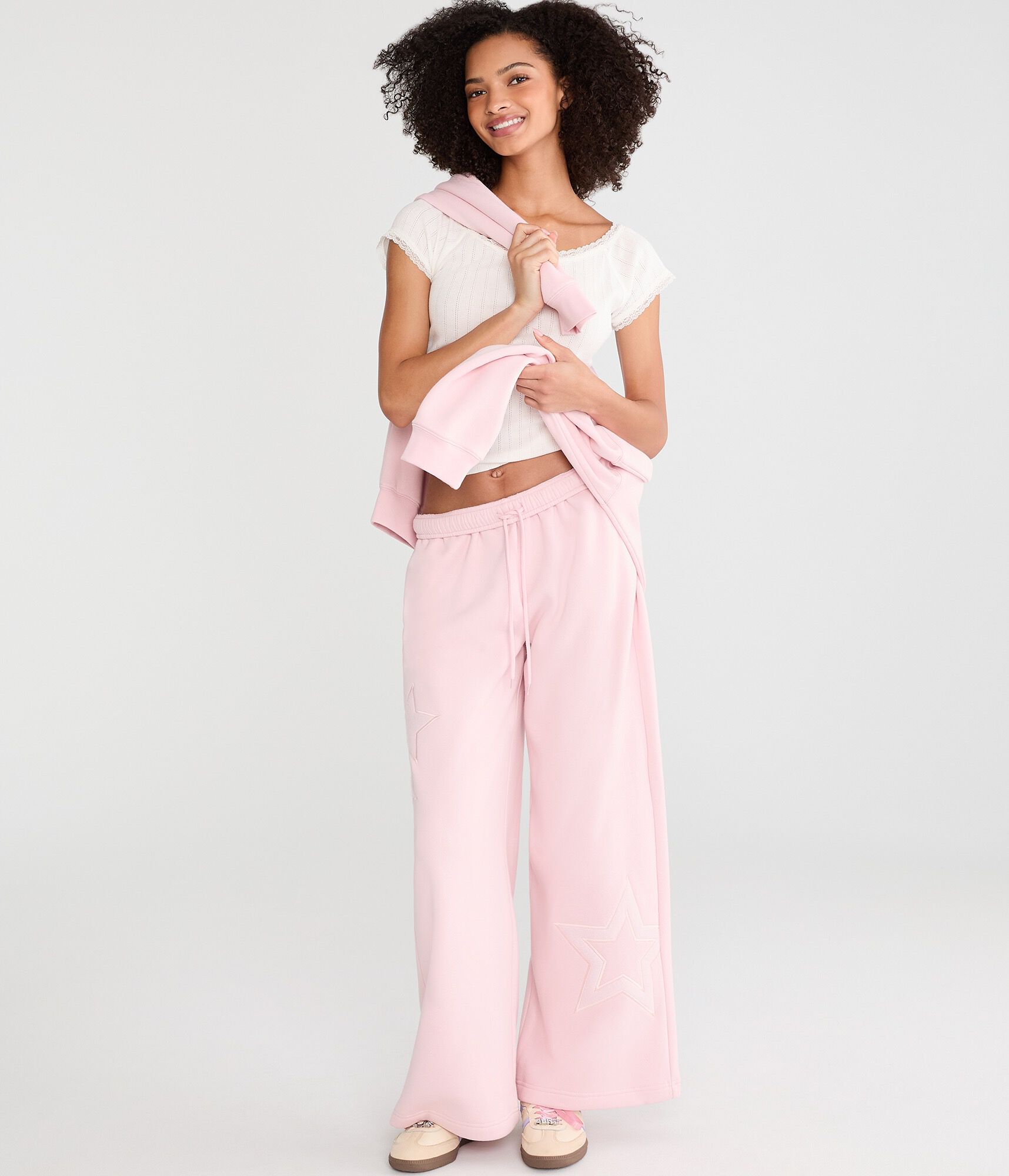 Cloud Soft Stars High-Waisted Wide Leg Sweatpants