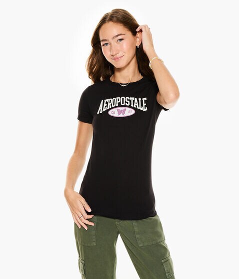 Aeropostale Butterfly Appliqué Graphic Tee Aeropostale Butterfly Appliqué Graphic Tee