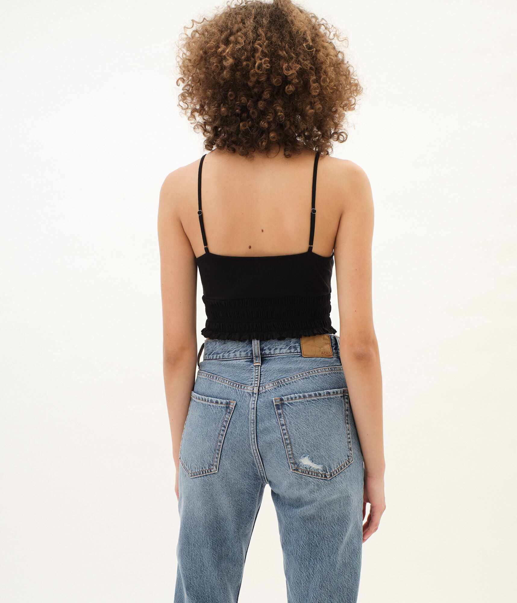 Smocked Tie Cropped Tank