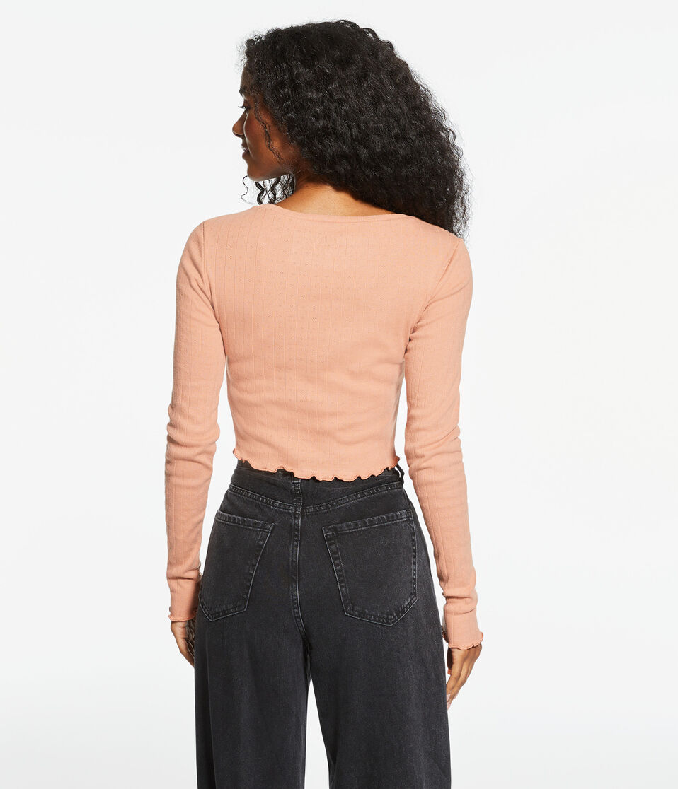 Long Sleeve Ribbed Cropped Shrunken Tee