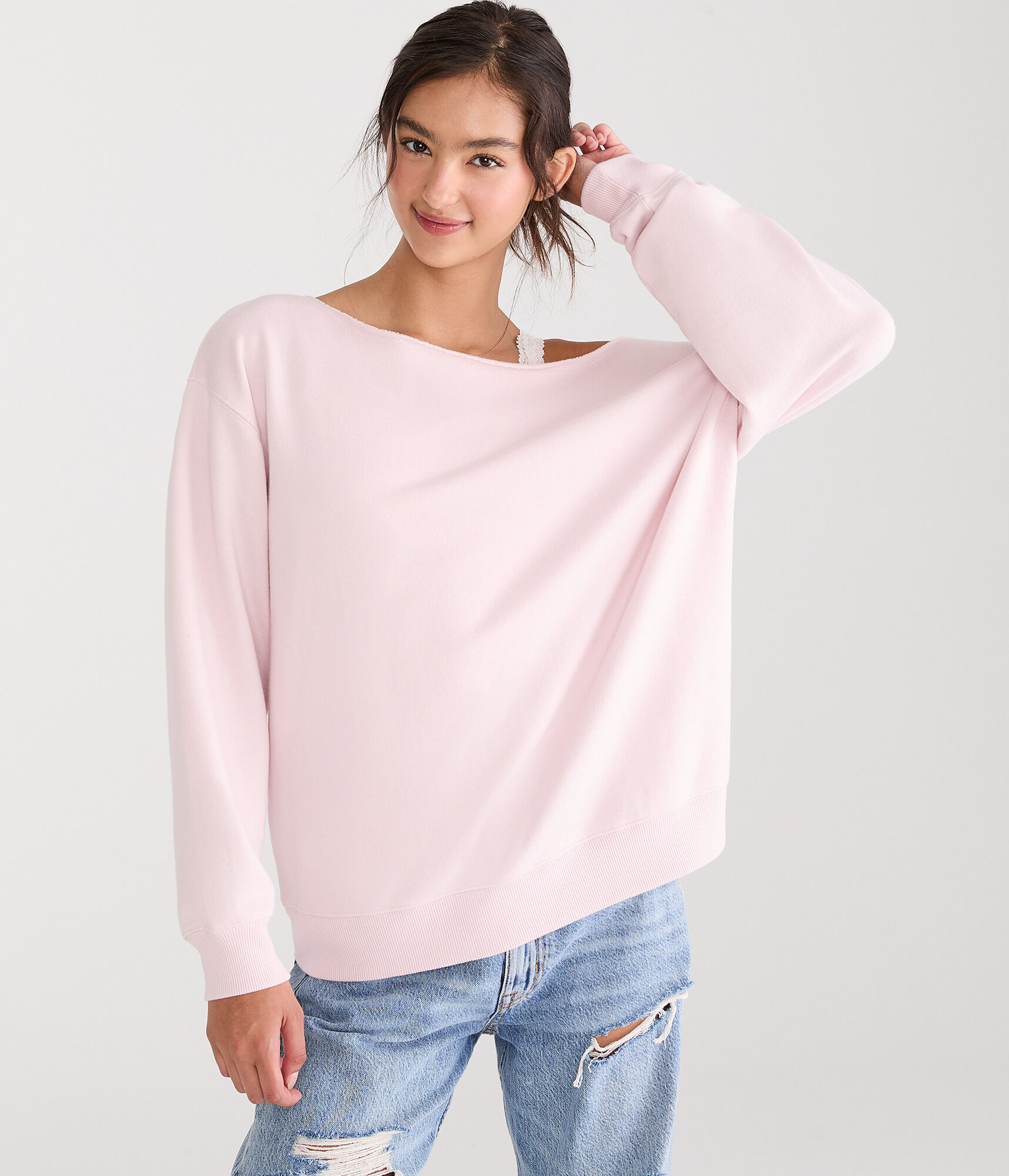 Cloud Soft Oversized Off-The-Shoulder Sweatshirt