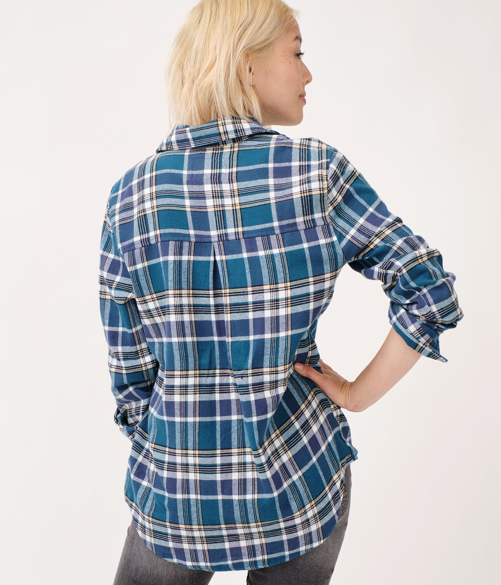 Long Sleeve Plaid Button-Down Shirt