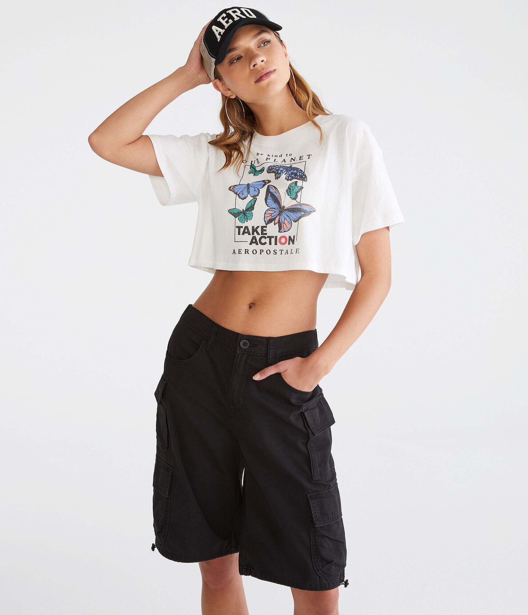AERO | GLOBAL CITIZEN&reg; Butterflies Cropped Tee