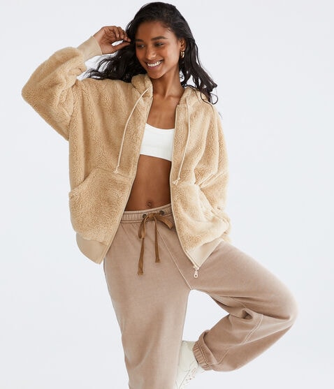 Sherpa Oversized Full-Zip Hoodie
