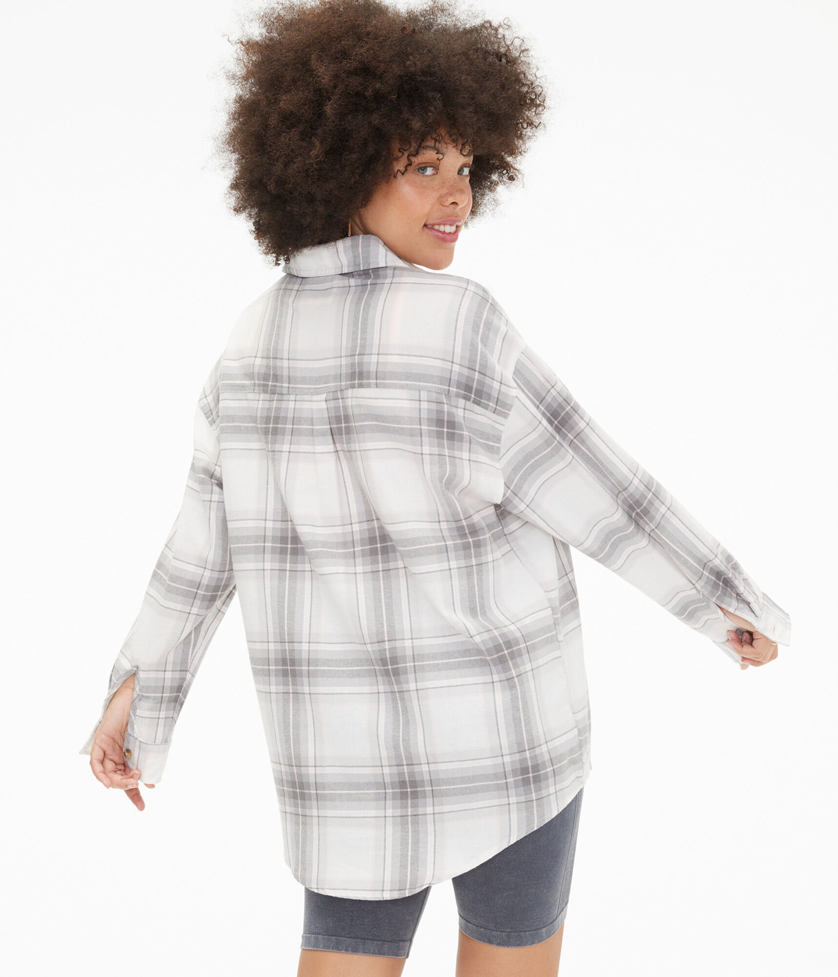 Long Sleeve Plaid Flannel Button-Down Dad Shirt