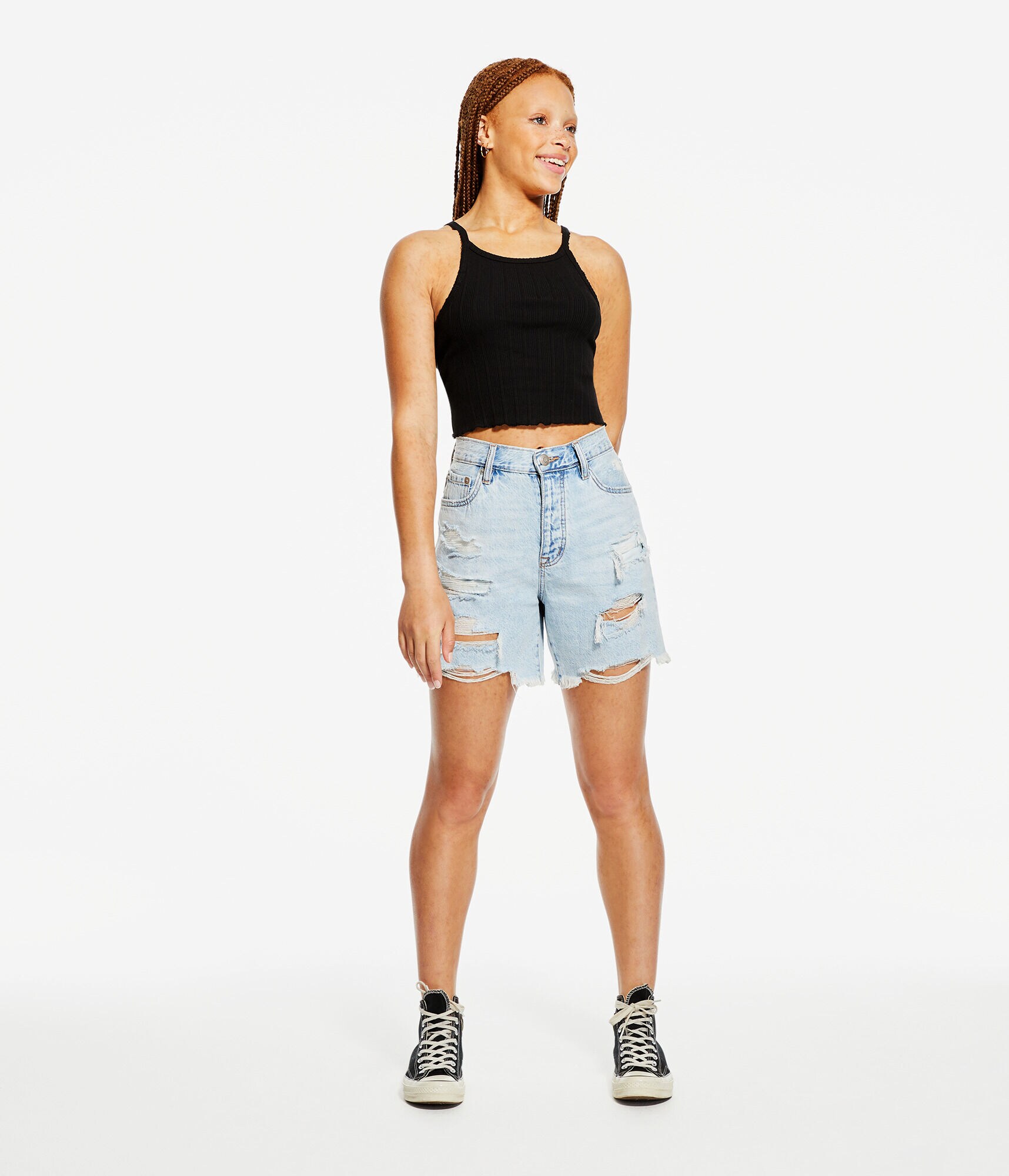 Ribbed High-Neck Cropped Cami