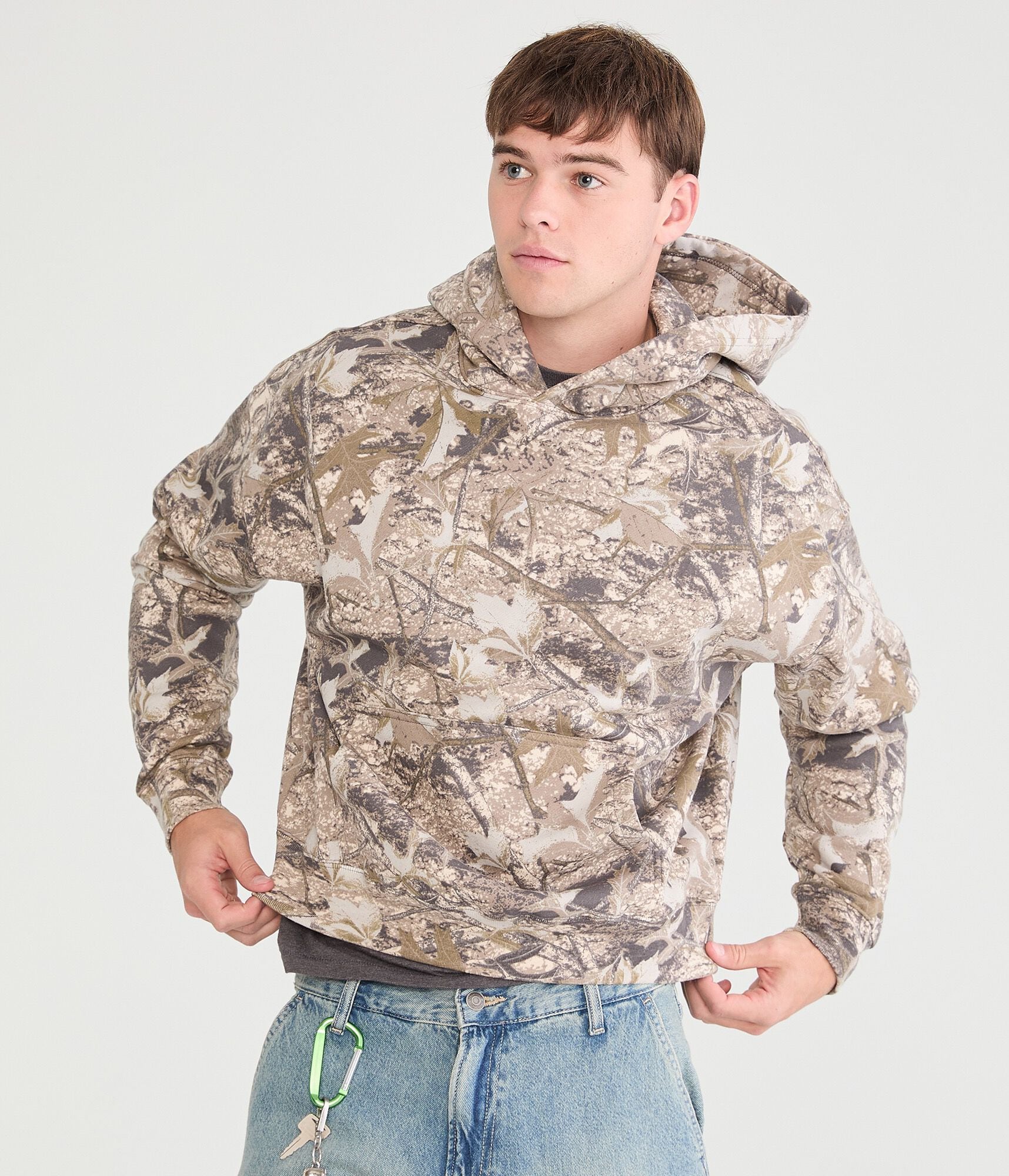Cloud Soft Forest Camo Boxy Pullover Hoodie