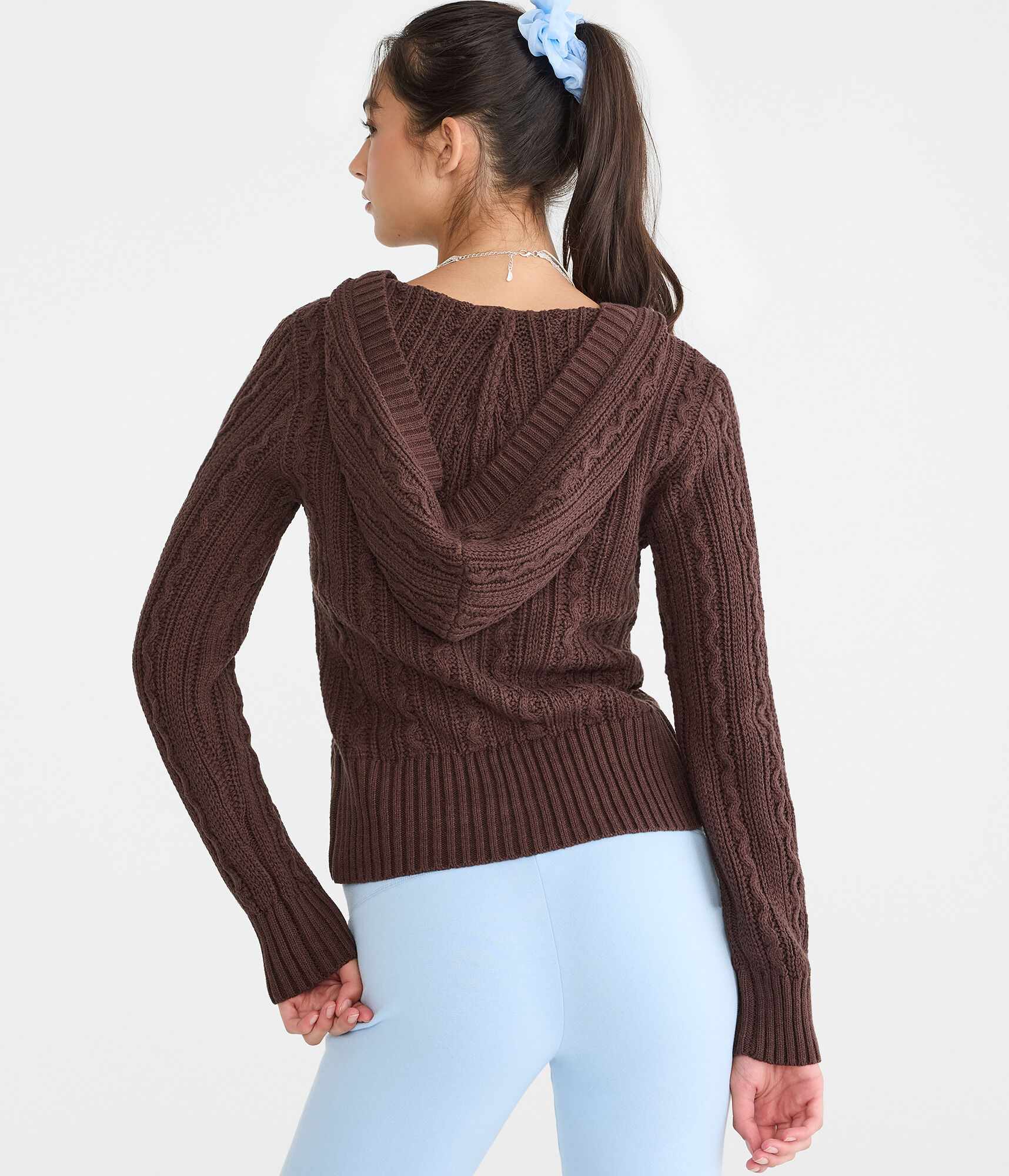 Cable Knit Hooded Cardigan