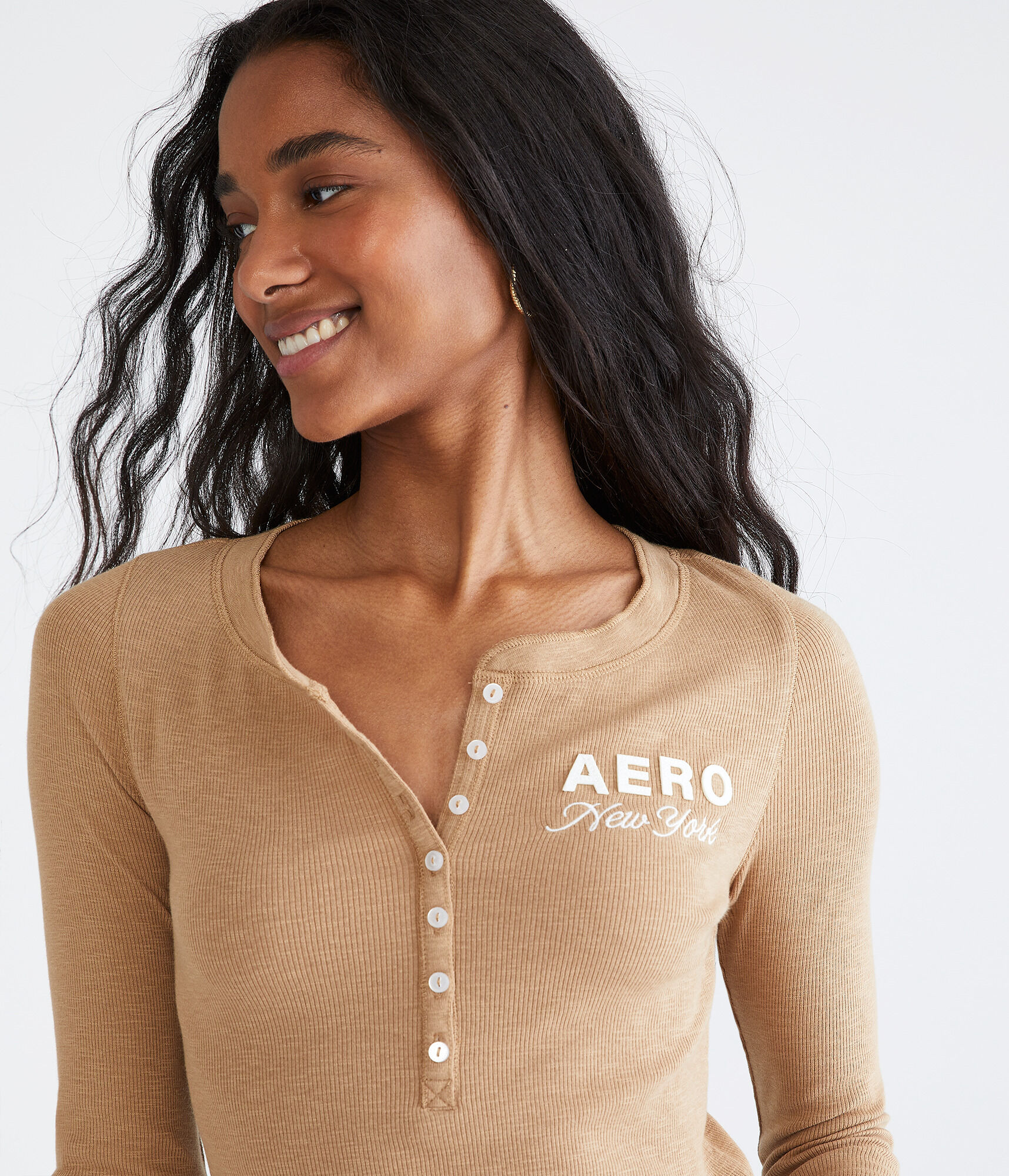 Long Sleeve Aero New York Graphic Henley